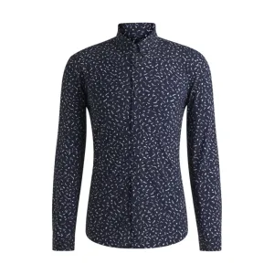 Neutral Tones Slim-fit shirt in printed performance-stretch fabric