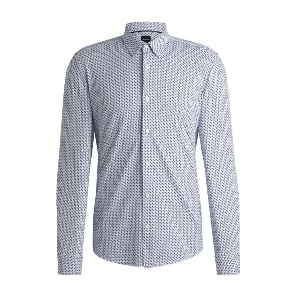 Button front Comfortable Wear Slim-fit shirt in printed performance-stretch jersey