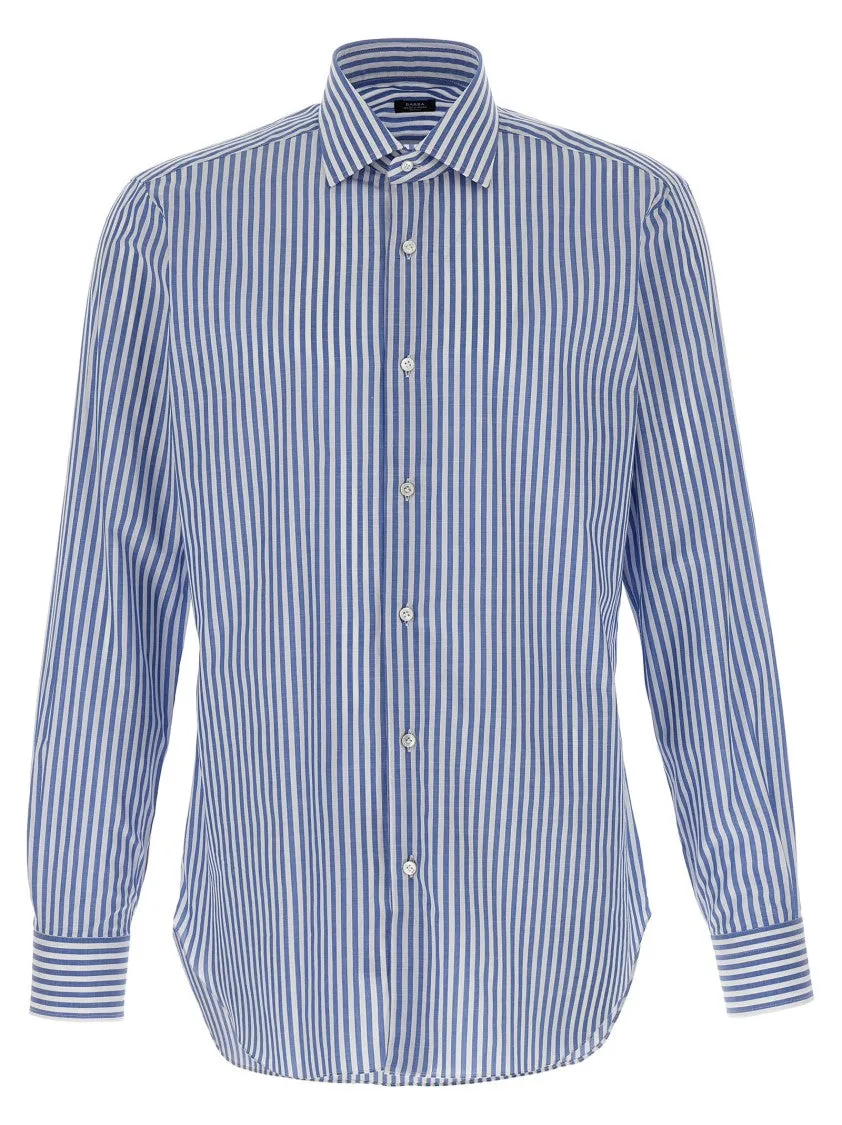 Slim Fit Striped Cotton Shirt Checkered Look Sophisticated Elegance