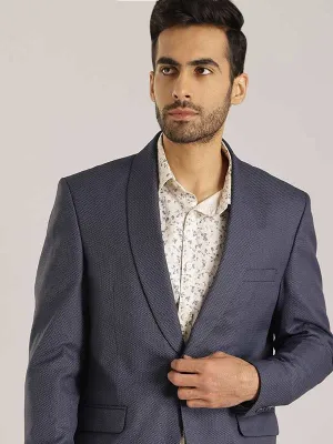 Men Textured Full Sleeve Casual Blazer Minimalist Style Logo Free Style