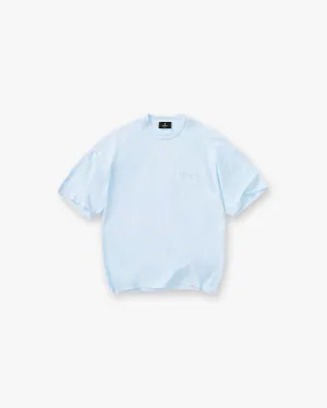 Long sleeved warmth Slub Script T-Shirt - Ice Blue