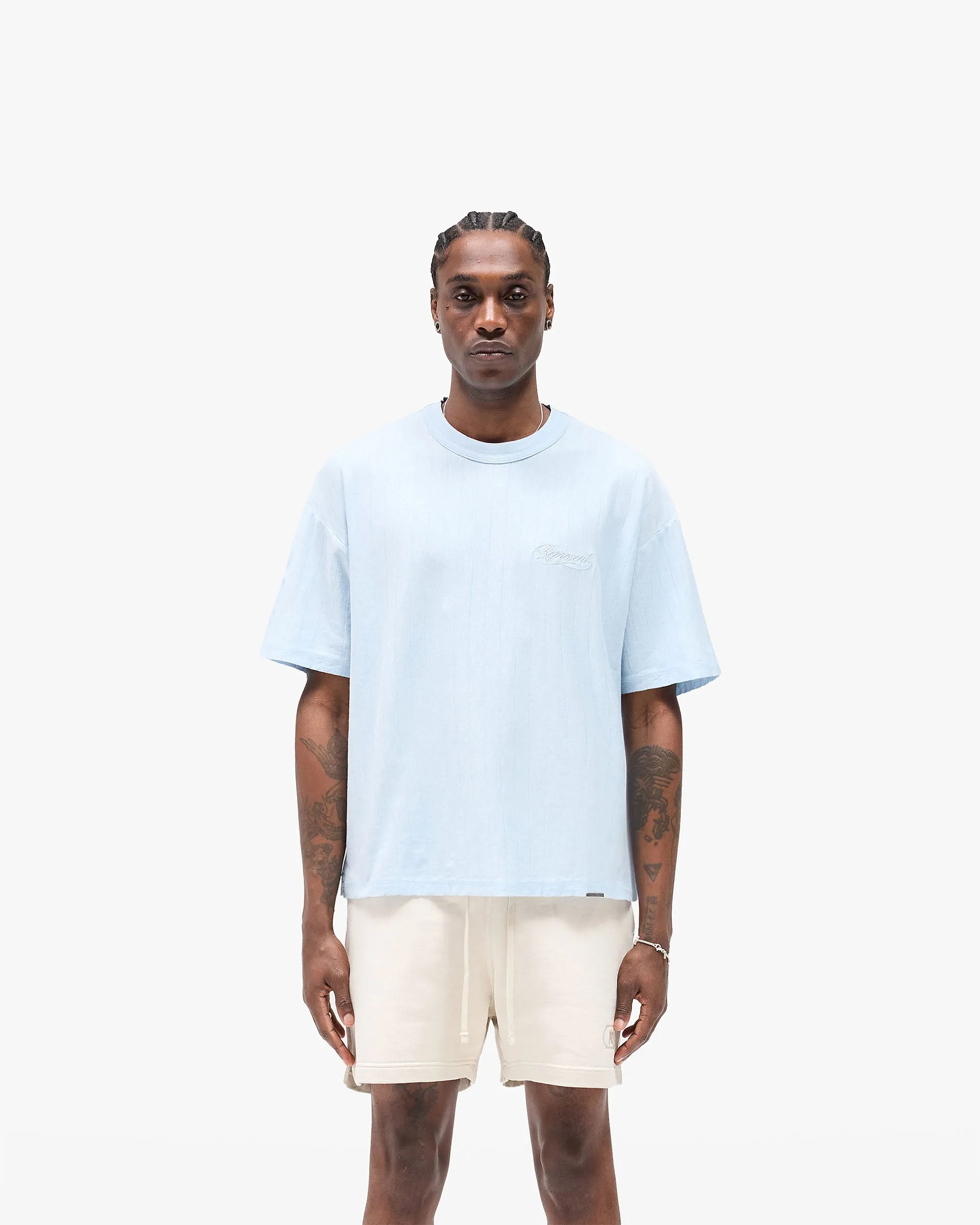 Slub Script T-Shirt - Ice Blue Comfortable and stylish