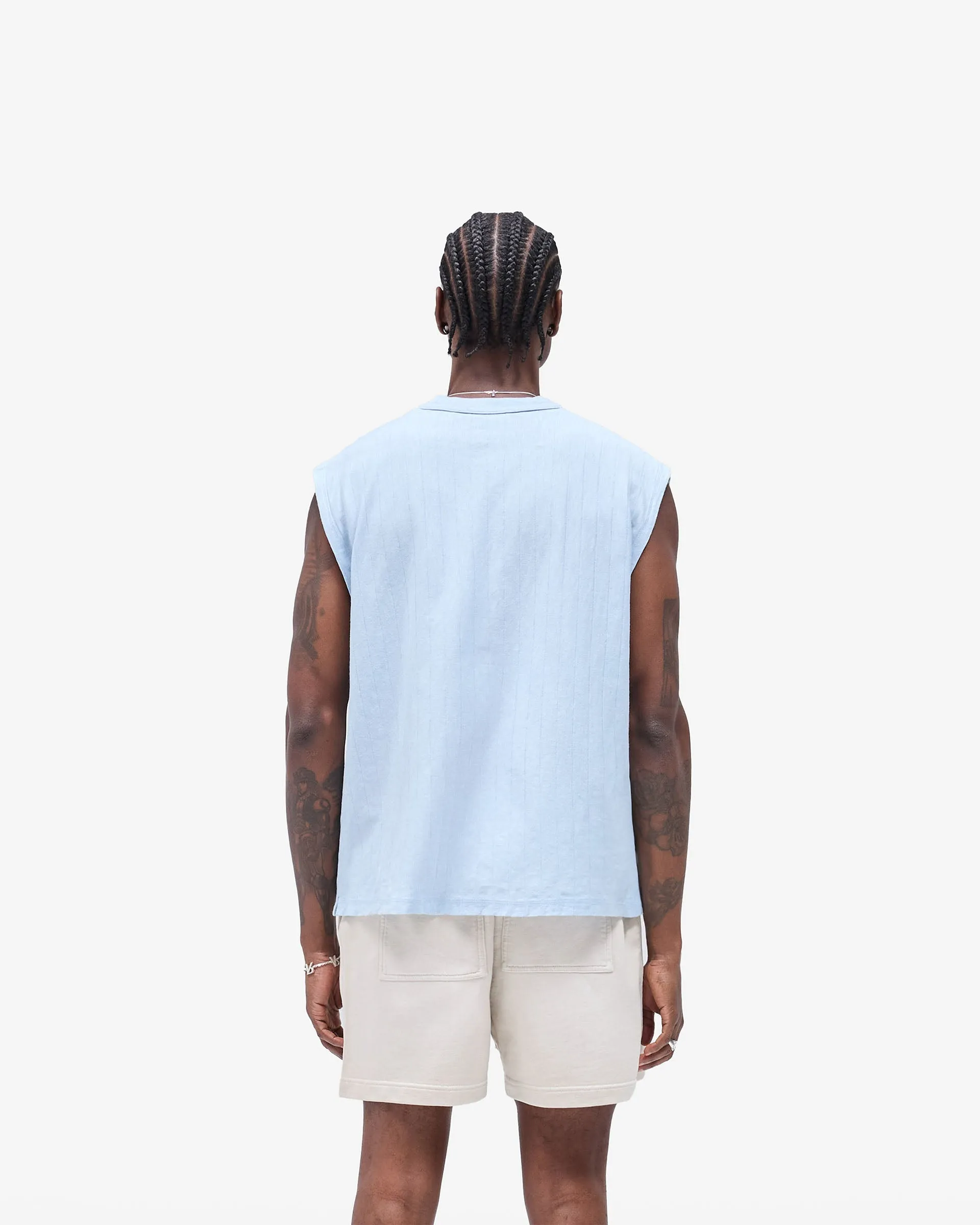 Easy Fit Cool and Comfortable Slub Script Tank - Ice Blue
