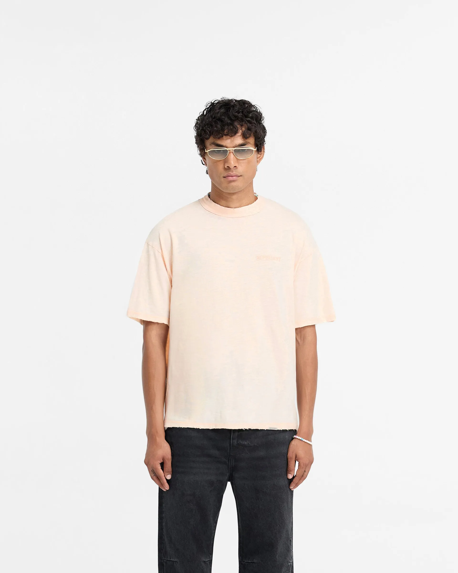 Slub T-Shirt - Washed Coral City Fashion Look Quick Release Hem
