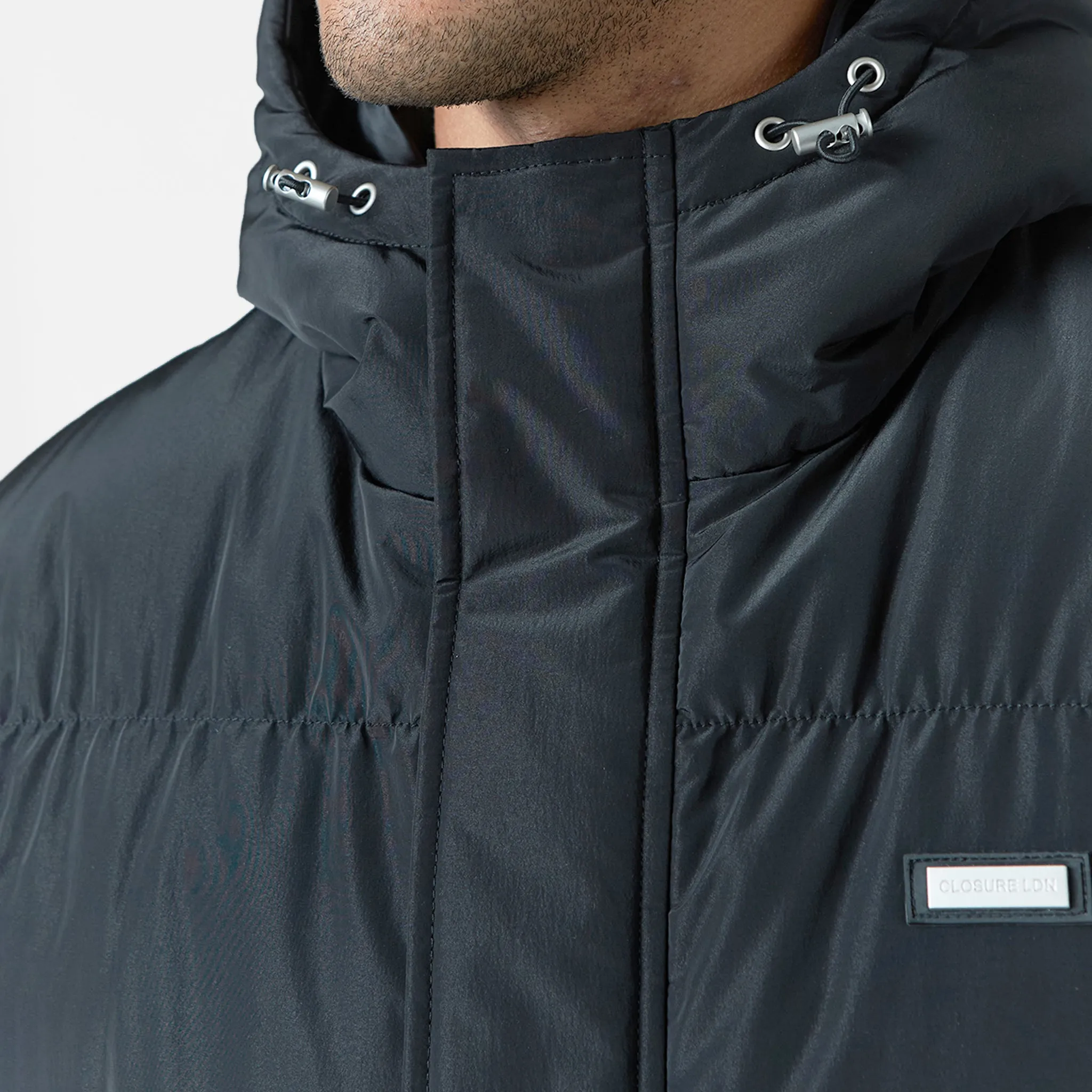 NonBulkyLayering Compression Fit Technology Smart Crinkle Nylon Puffer Jacket | Black