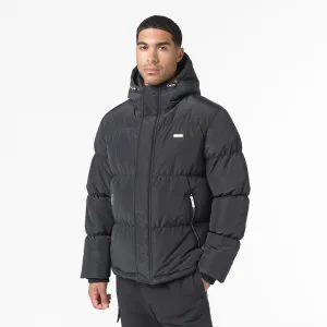 Minimalist Style Smart Crinkle Nylon Puffer Jacket | Black