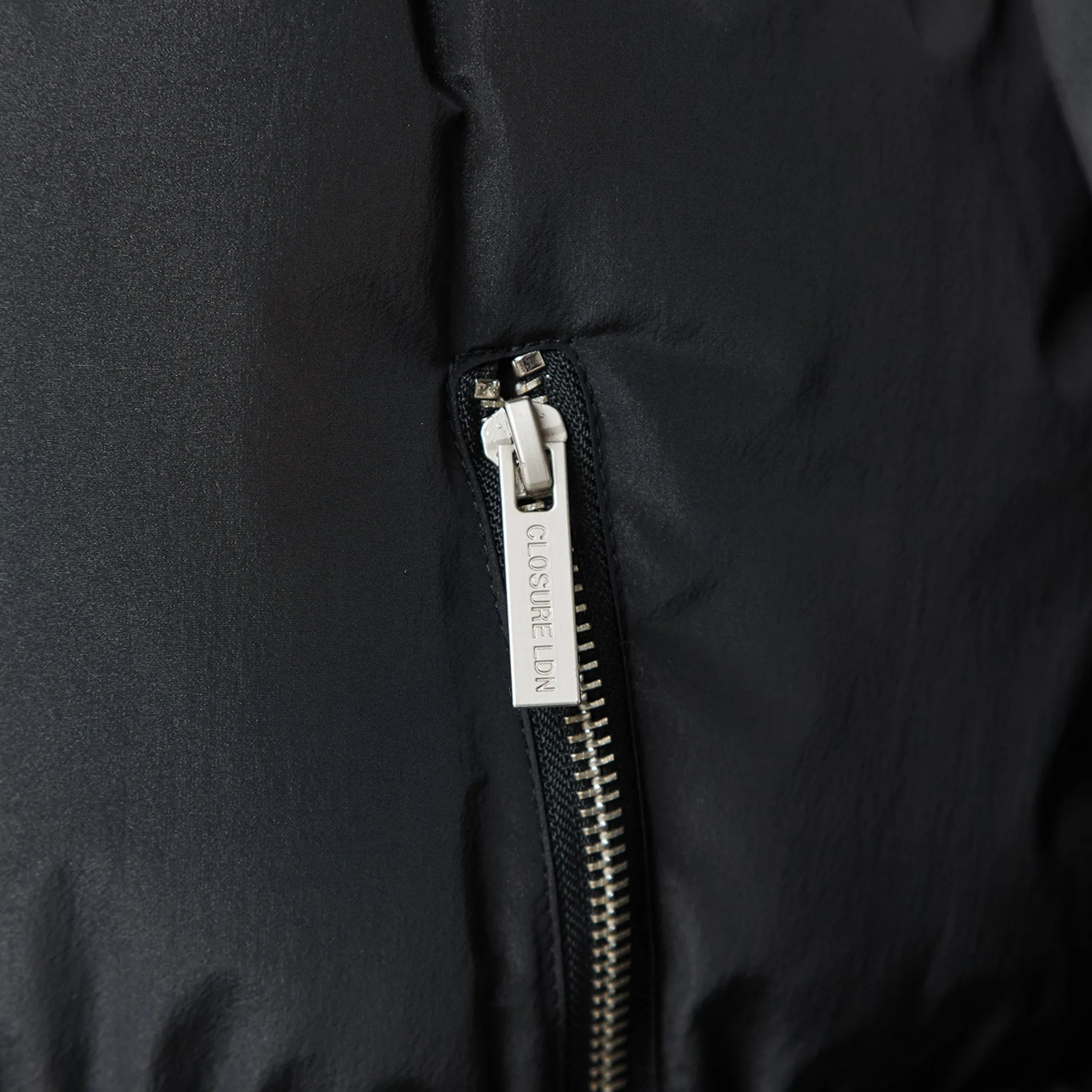 Stitched Look Smart Crinkle Nylon Puffer Jacket | Black