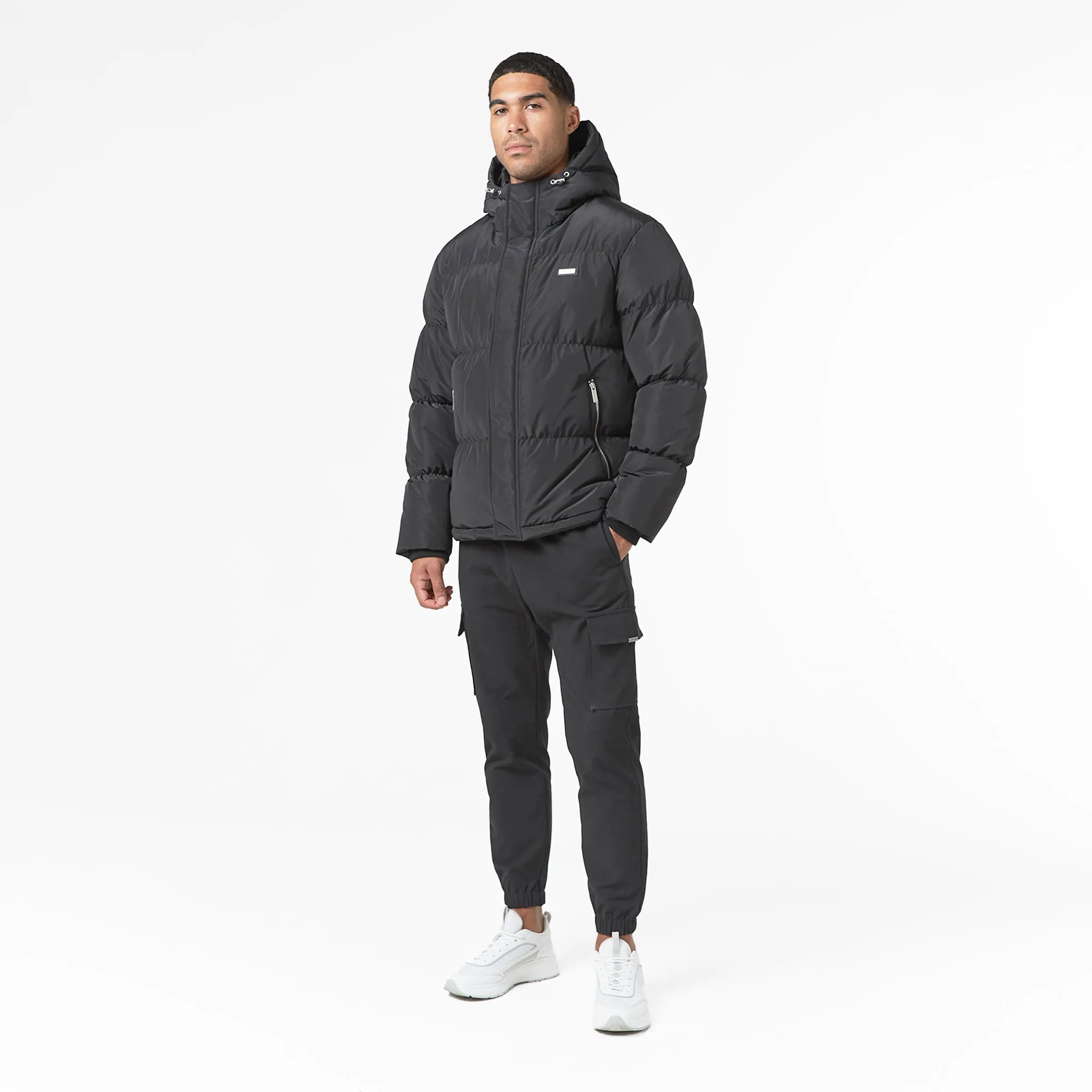 Comfy Street Piece Smart Crinkle Nylon Puffer Jacket | Black