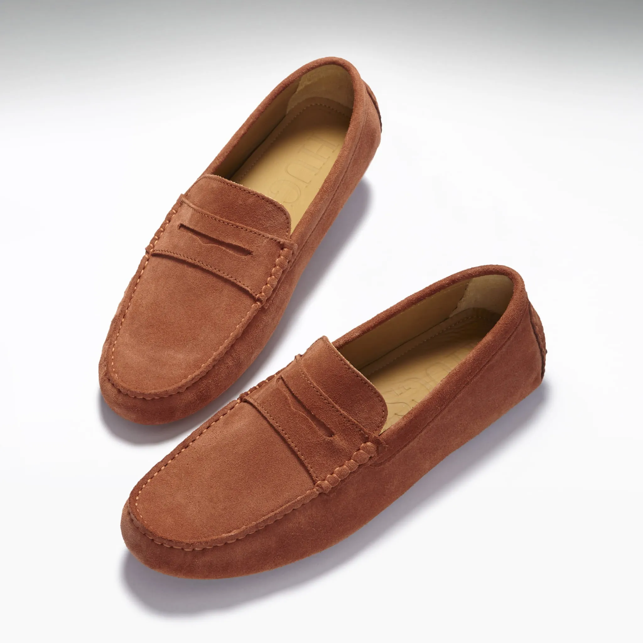 Light Pace Transitional Look Penny Driving Loafers, rust suede