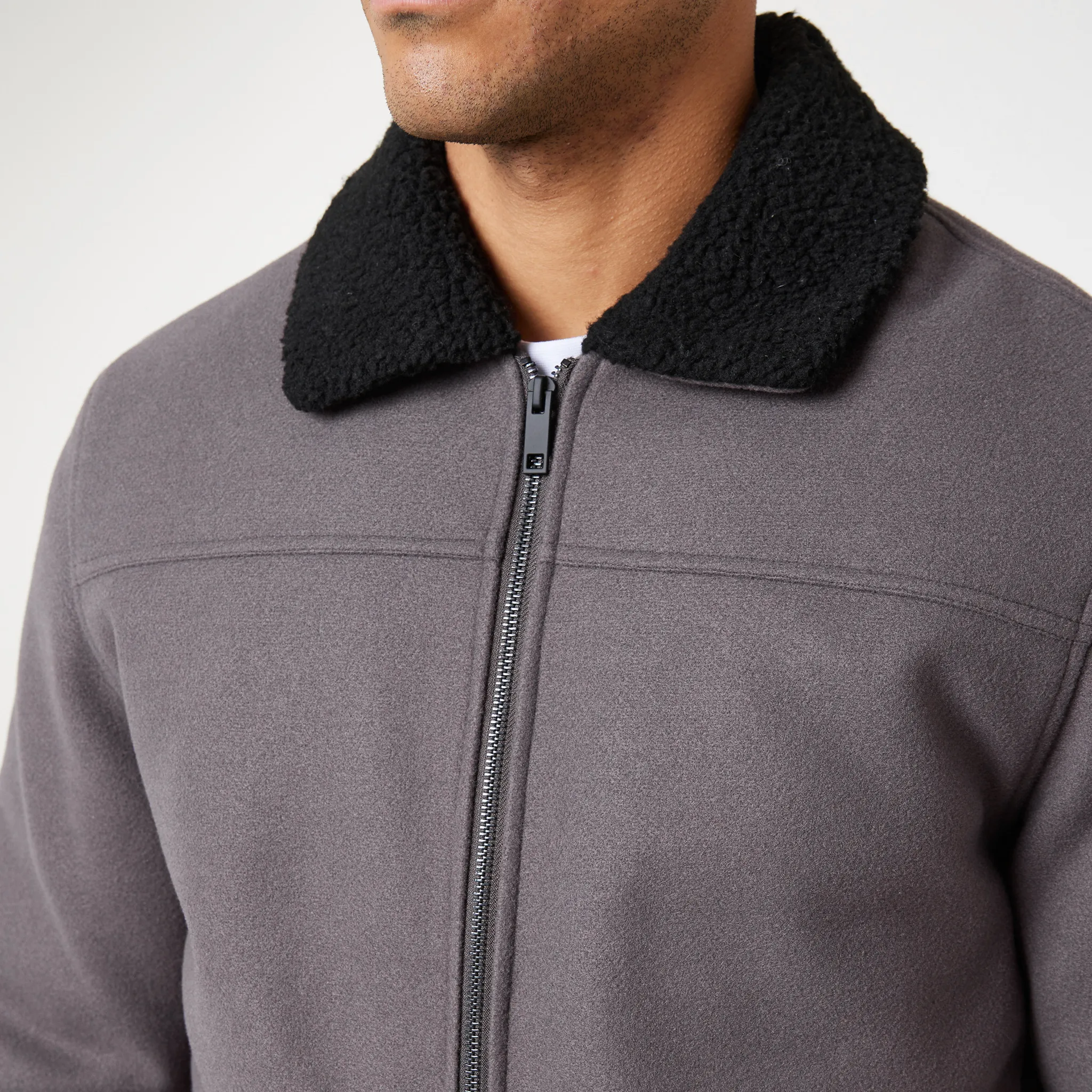 Abrasion Resistant Edging Compression Fit Smart Faux Wool Jacket | Charcoal
