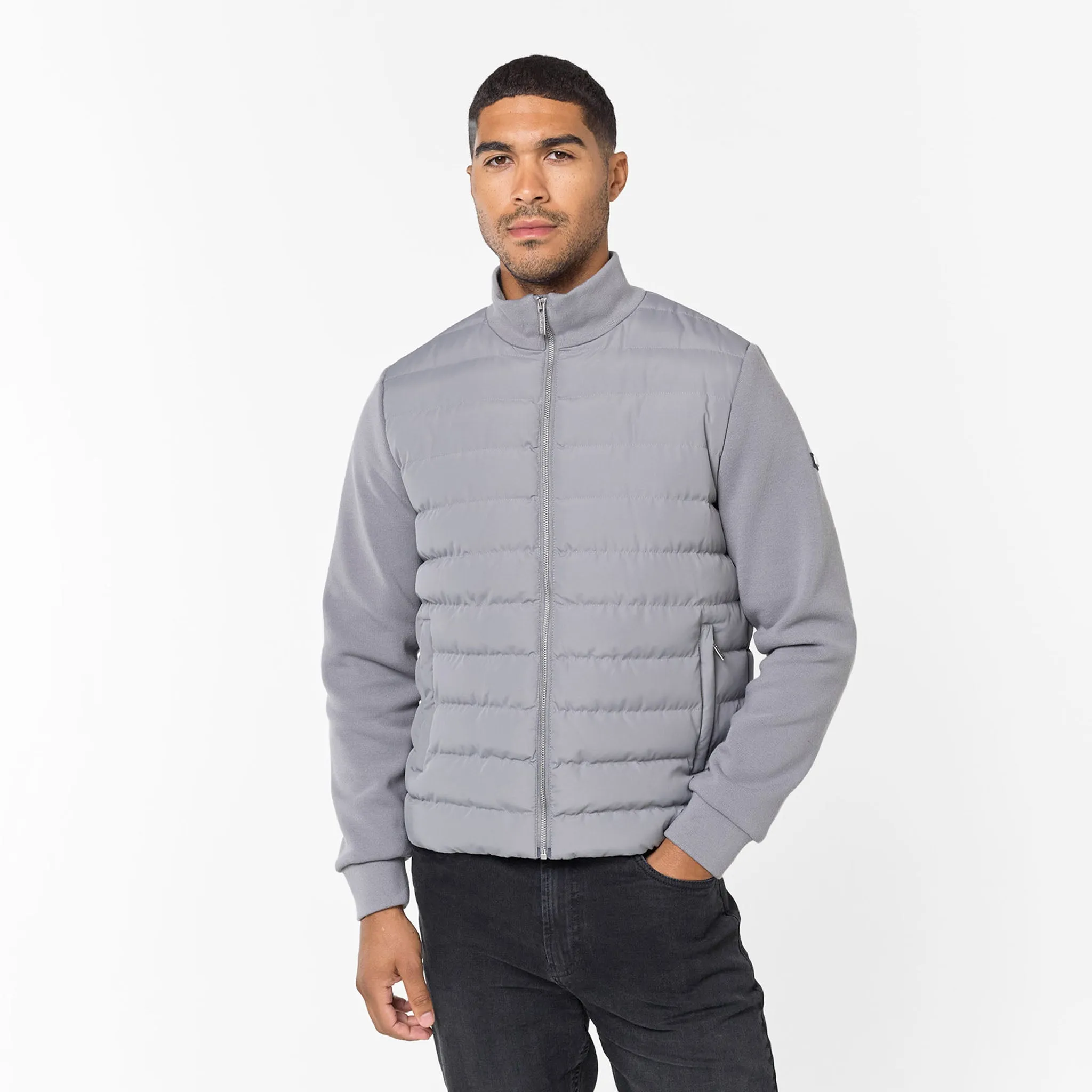 Kangaroo Pocket LightPadding Smart Hybrid Jacket | Mid Grey