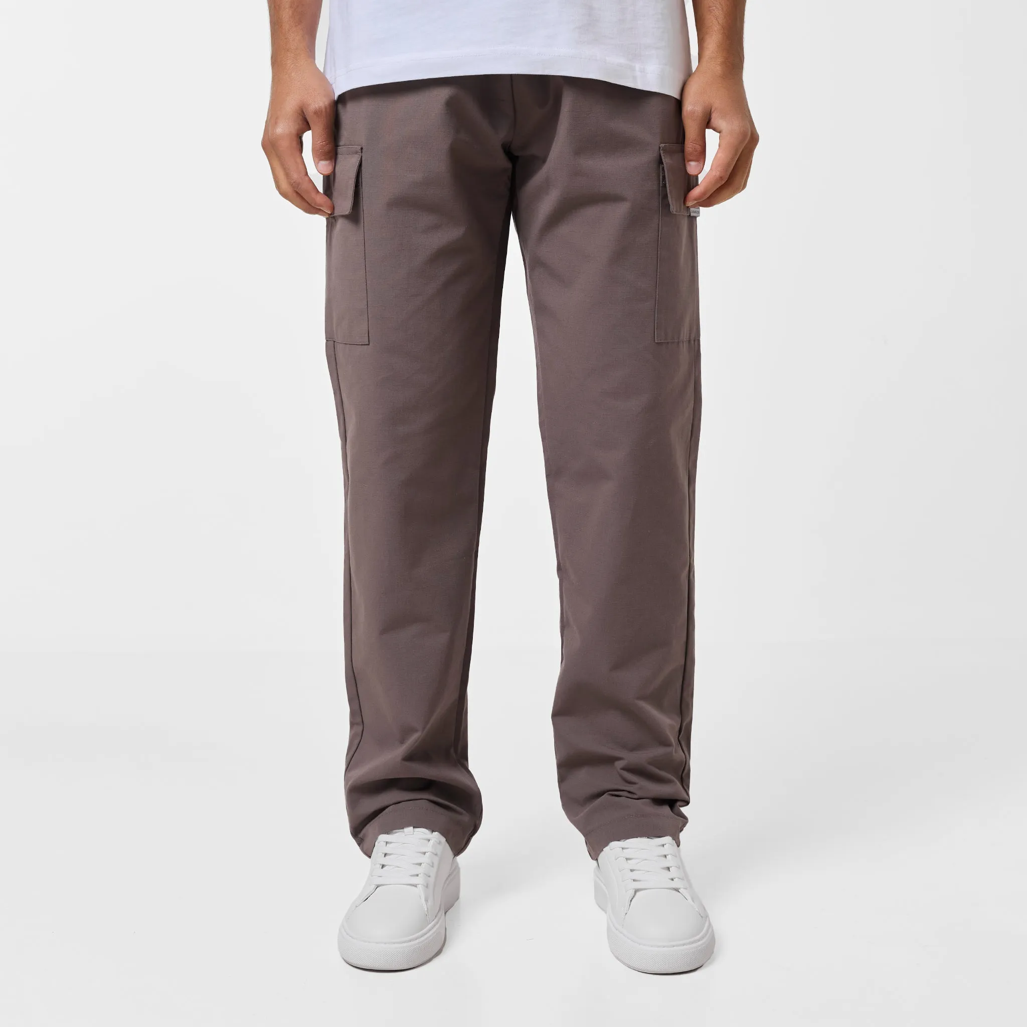 Smart Open Hem Utility Trouser | Brown Light Shape
