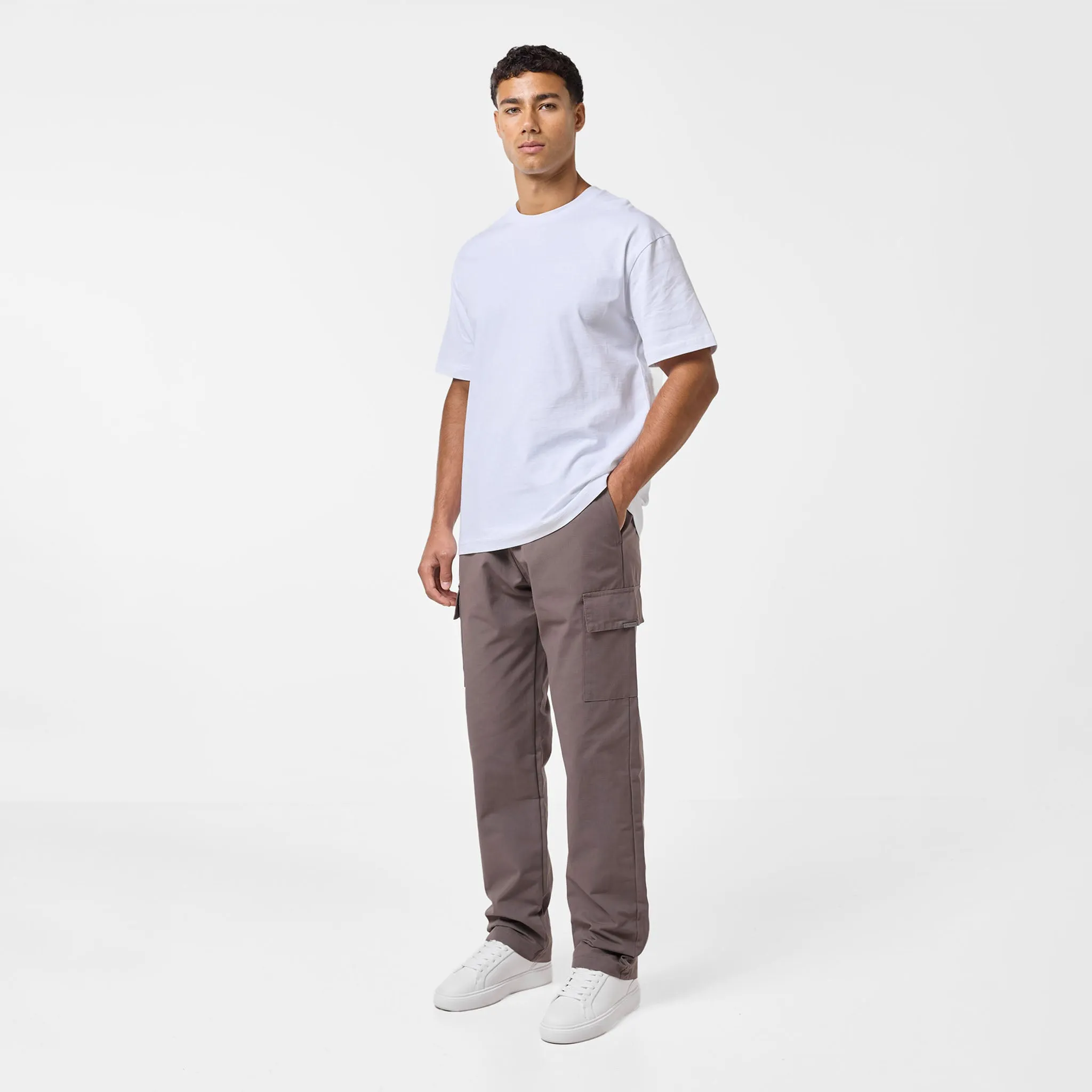 Rugged Fit Smart Open Hem Utility Trouser | Brown