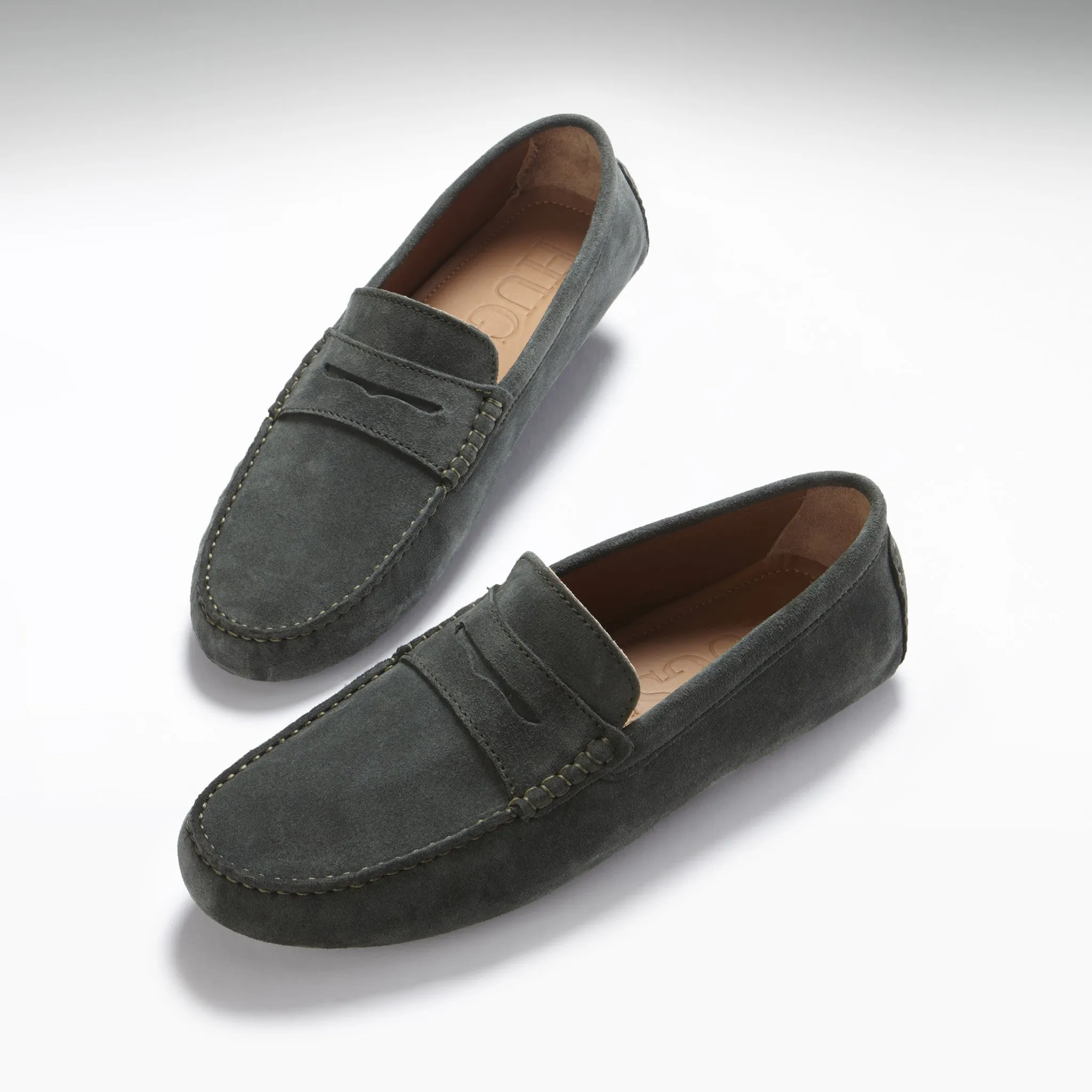 Penny Driving Loafers, racing green suede Wide Steps