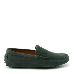 Office Shoes Strong Step Penny Driving Loafers, racing green suede