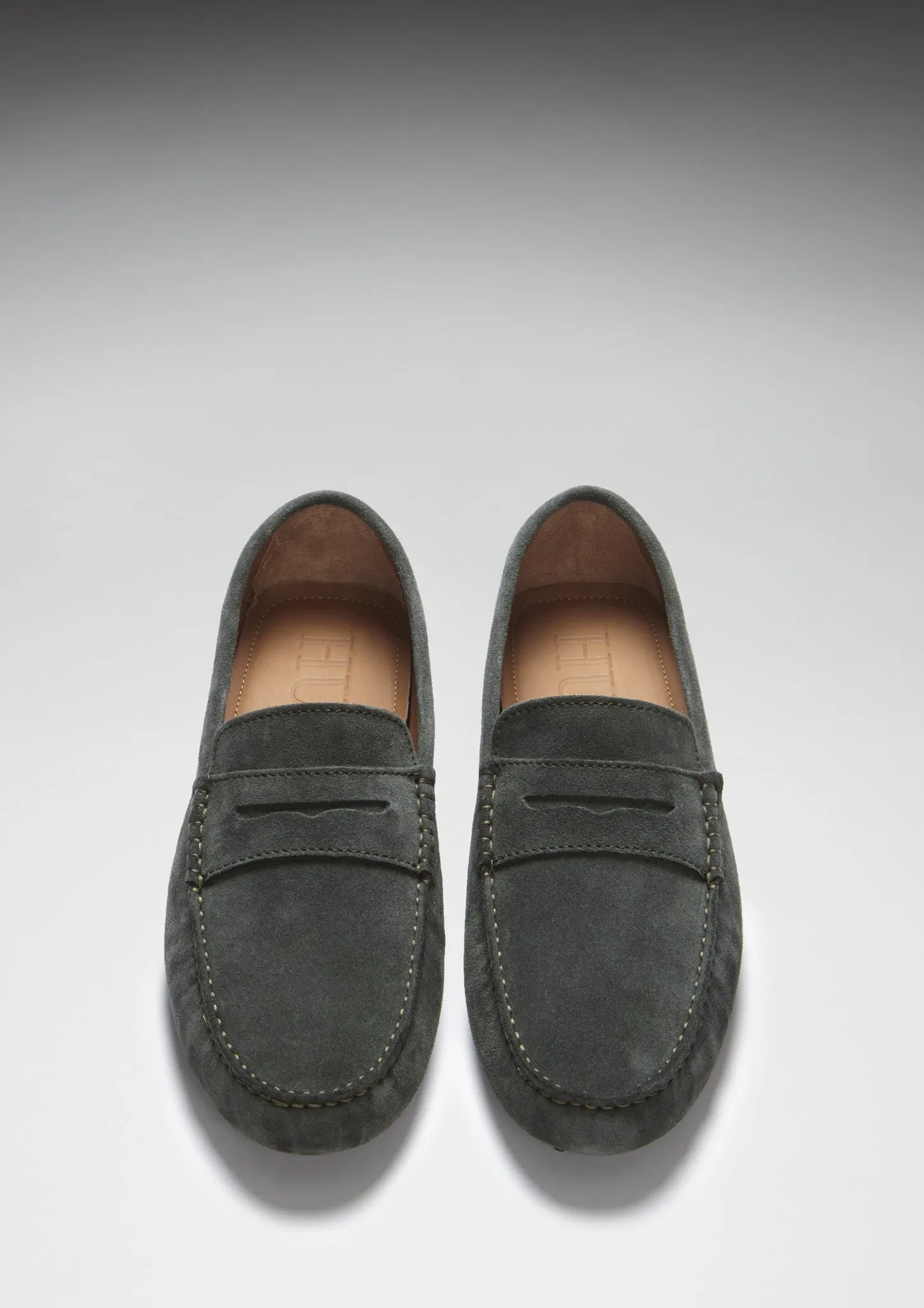 Heritage Vibe Penny Driving Loafers, racing green suede