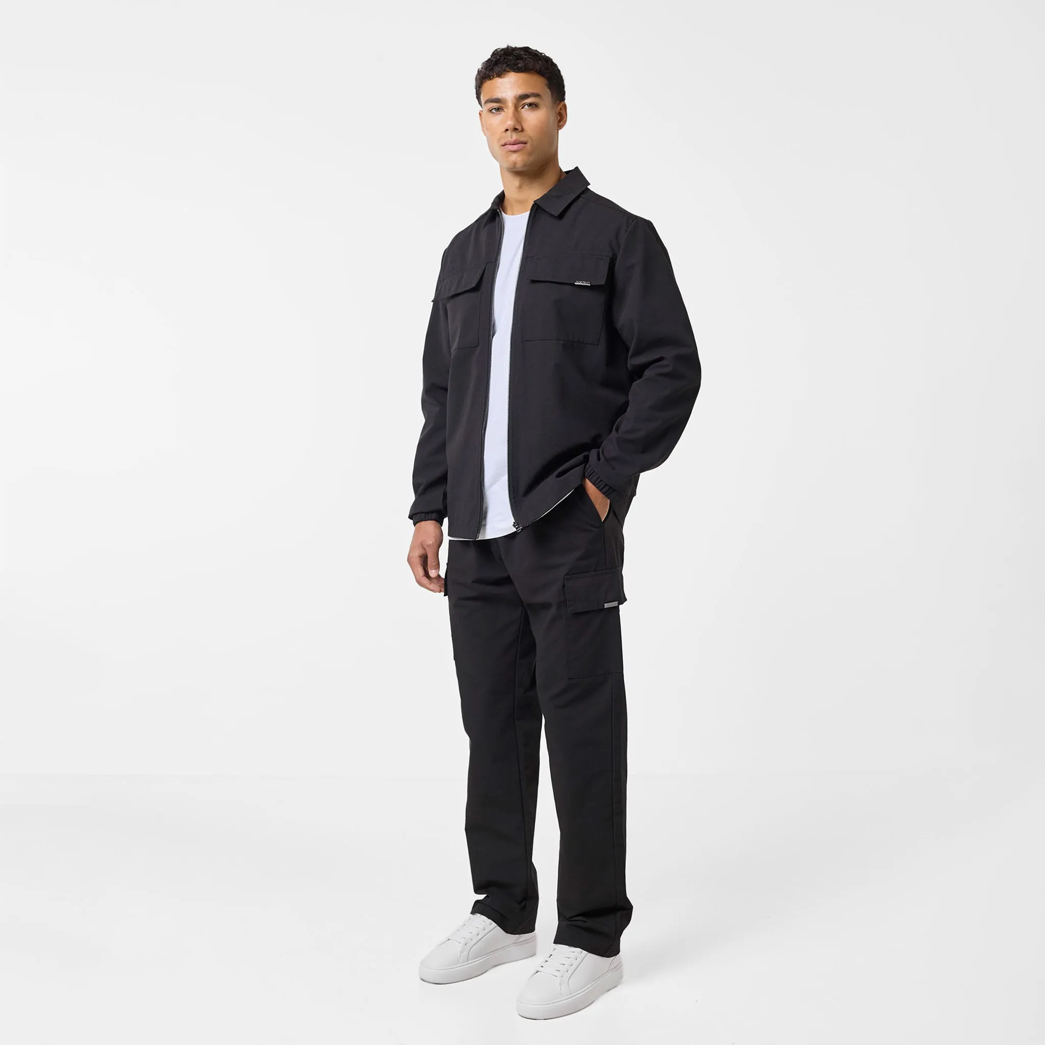 Smart Utility Open Hem Trouser | Black Comfortable Waistband