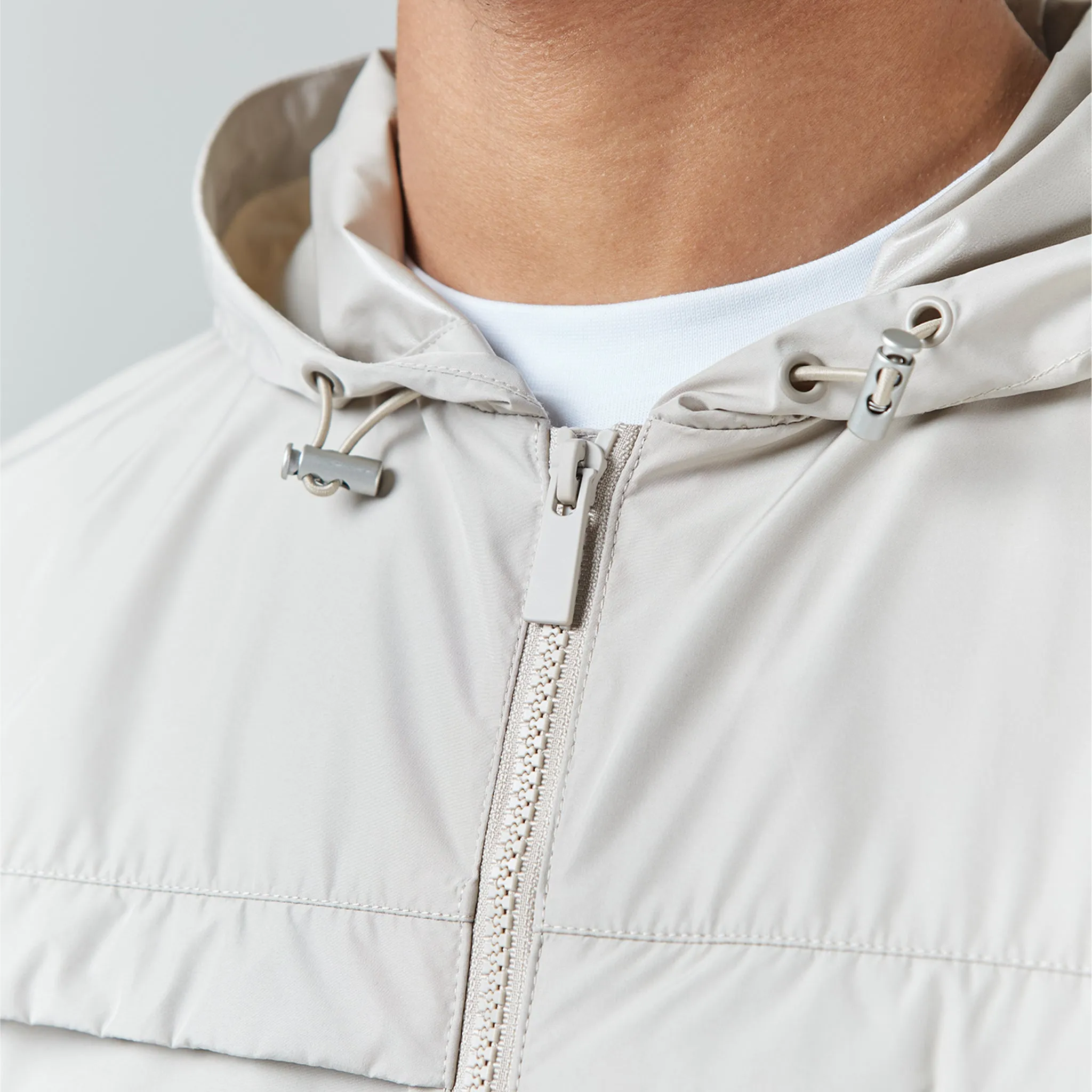 heavy duty fabric Embellished Trim Smart Windbreaker | Stone