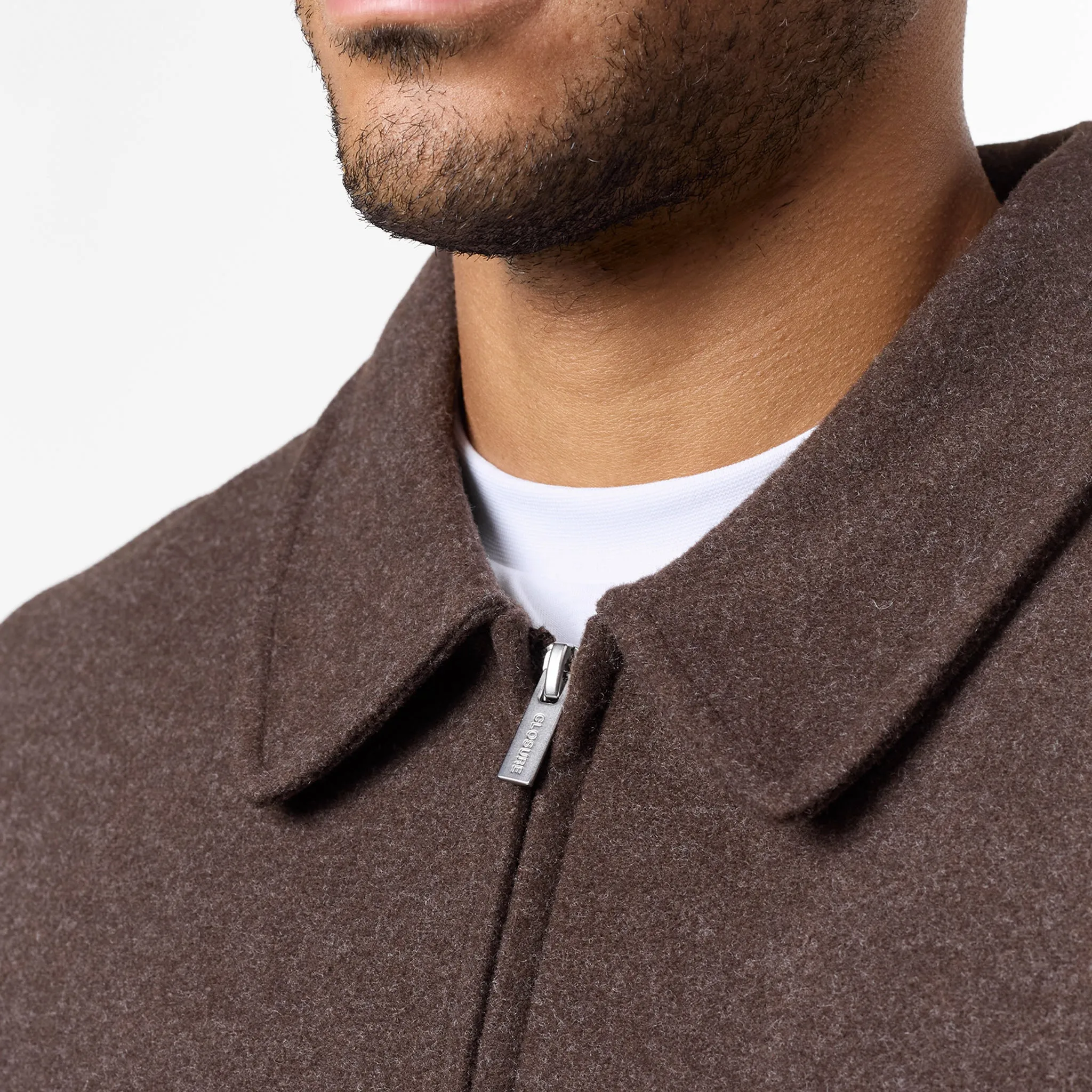 Flexible Elbow Patches Smart Zip Through Wool Jacket | Brown