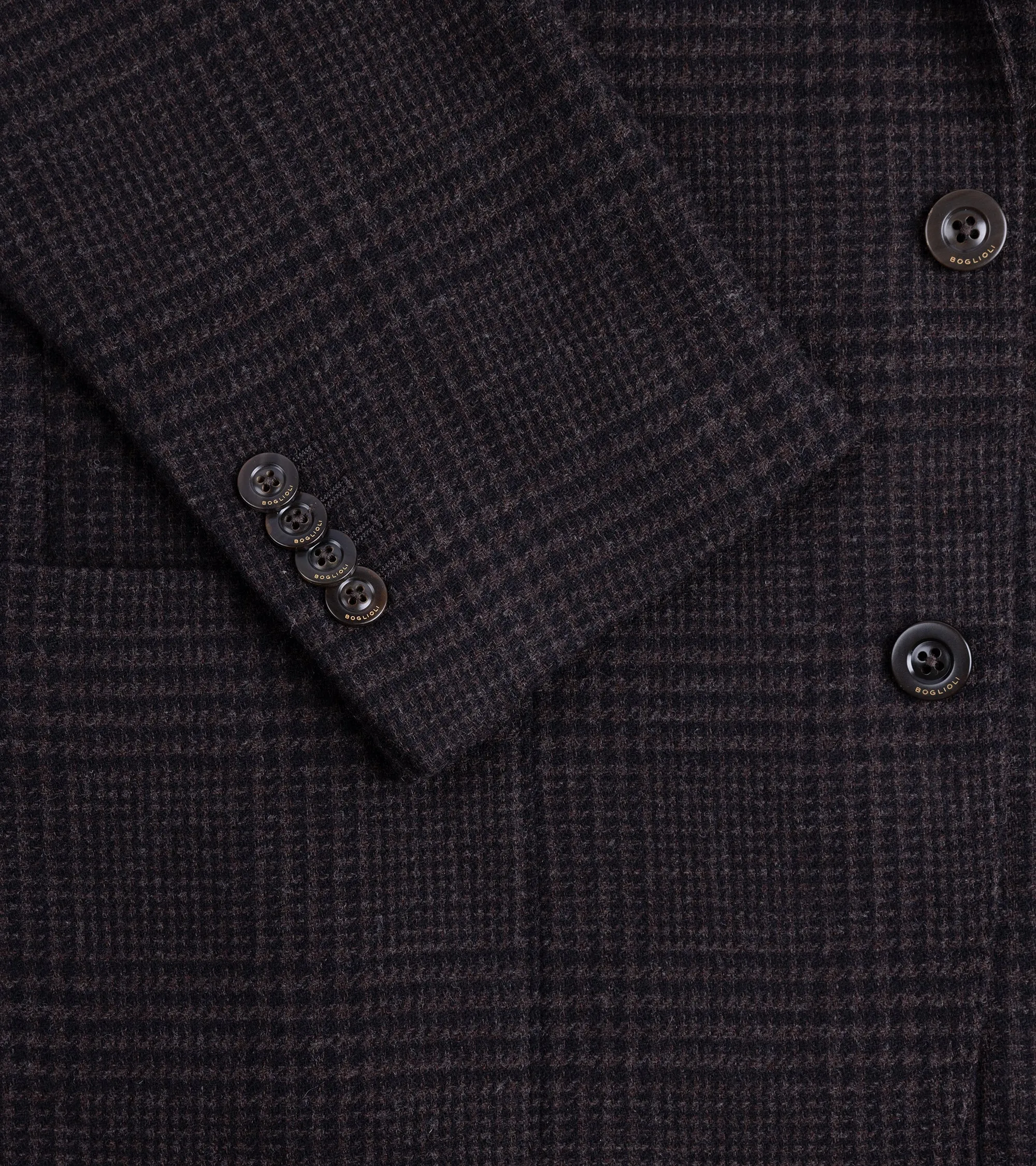 Boglioli Wool Cashmere Prince of Wales Check K Jacket: Navy/Brown RipResistant Reinforcement Versatile Design