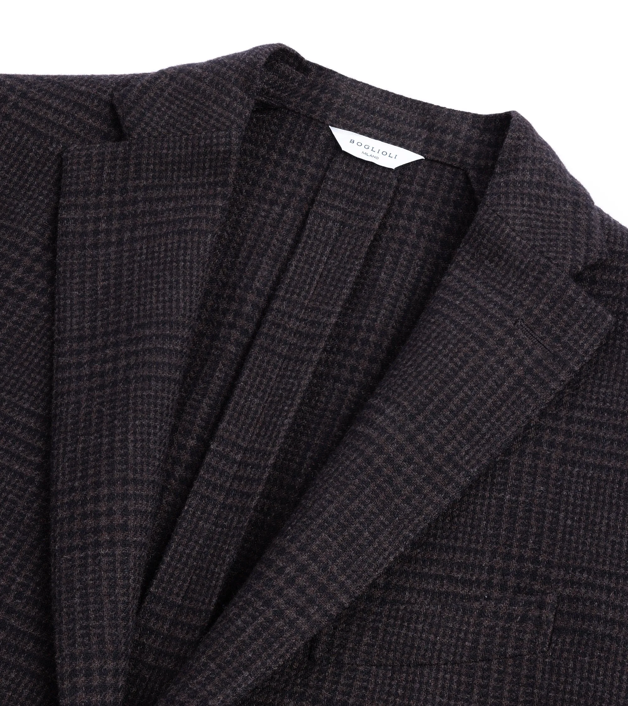 Boglioli Wool Cashmere Prince of Wales Check K Jacket: Navy/Brown Magnetic Fastenings