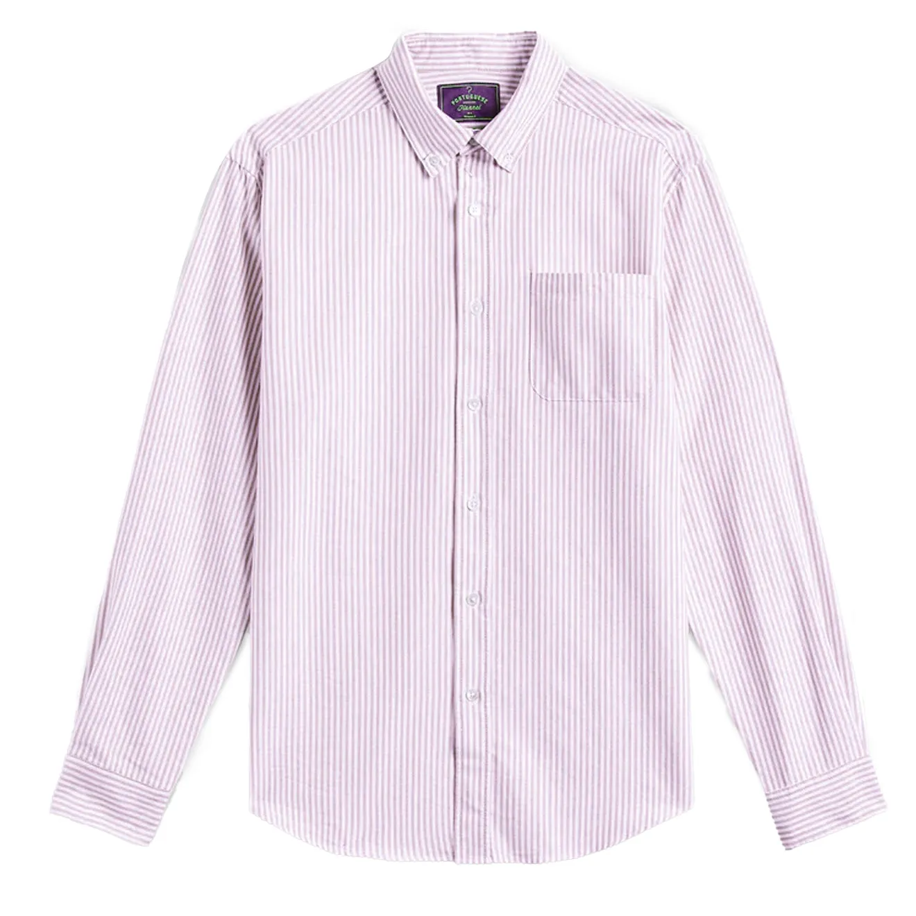 Portuguese Flannel Belavista Stripe L/S Shirt Bordeaux Slim Silhouette