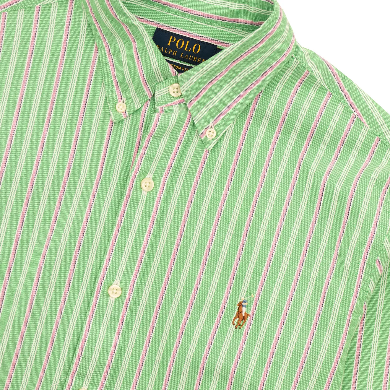 Polo Ralph Lauren Striped Oxford Shirt Green Pink Multi Classic Color