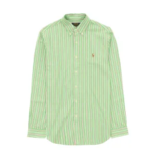 Polo Ralph Lauren Striped Oxford Shirt Green Pink Multi Graphic Art