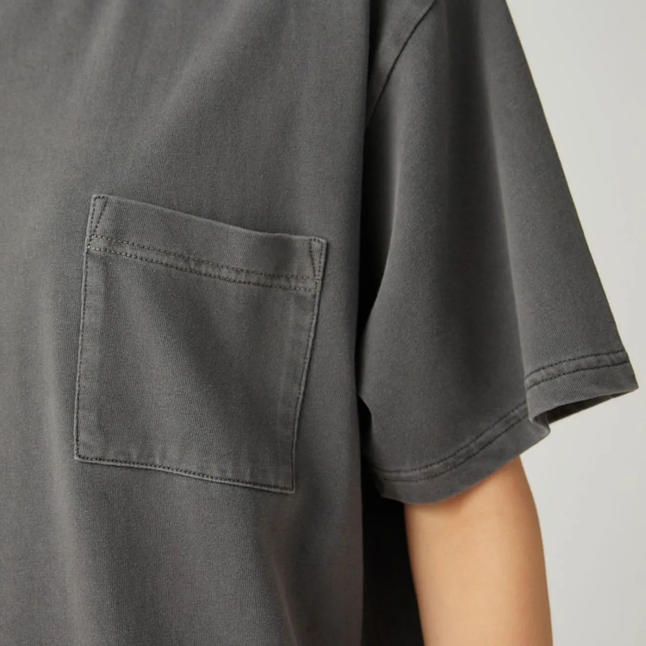 Chill Vibes Relax Style Trend Snow Peak Garment Dyed T-Shirt Charcoal