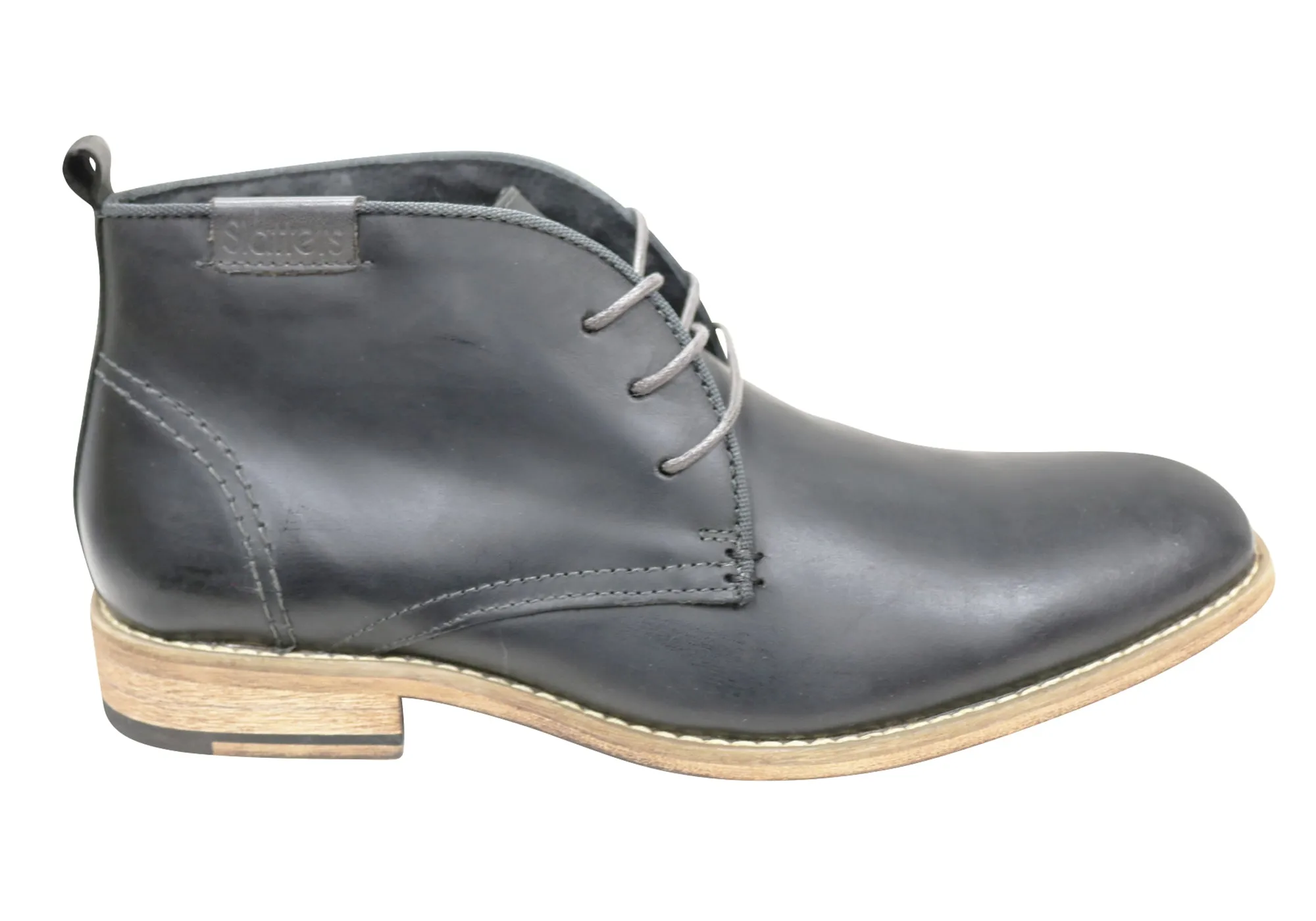 Slatters Nevada Mens Leather Lace Up Dress Boots light texture Seamless Style