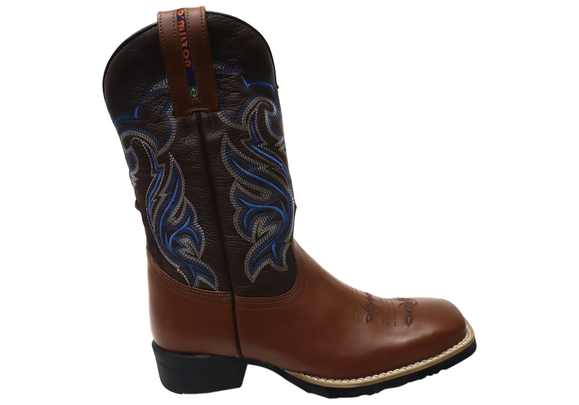 D Milton Banjo Mens Leather Comfortable Western Cowboy Boots Dynamic Flex Construction Functional Fit