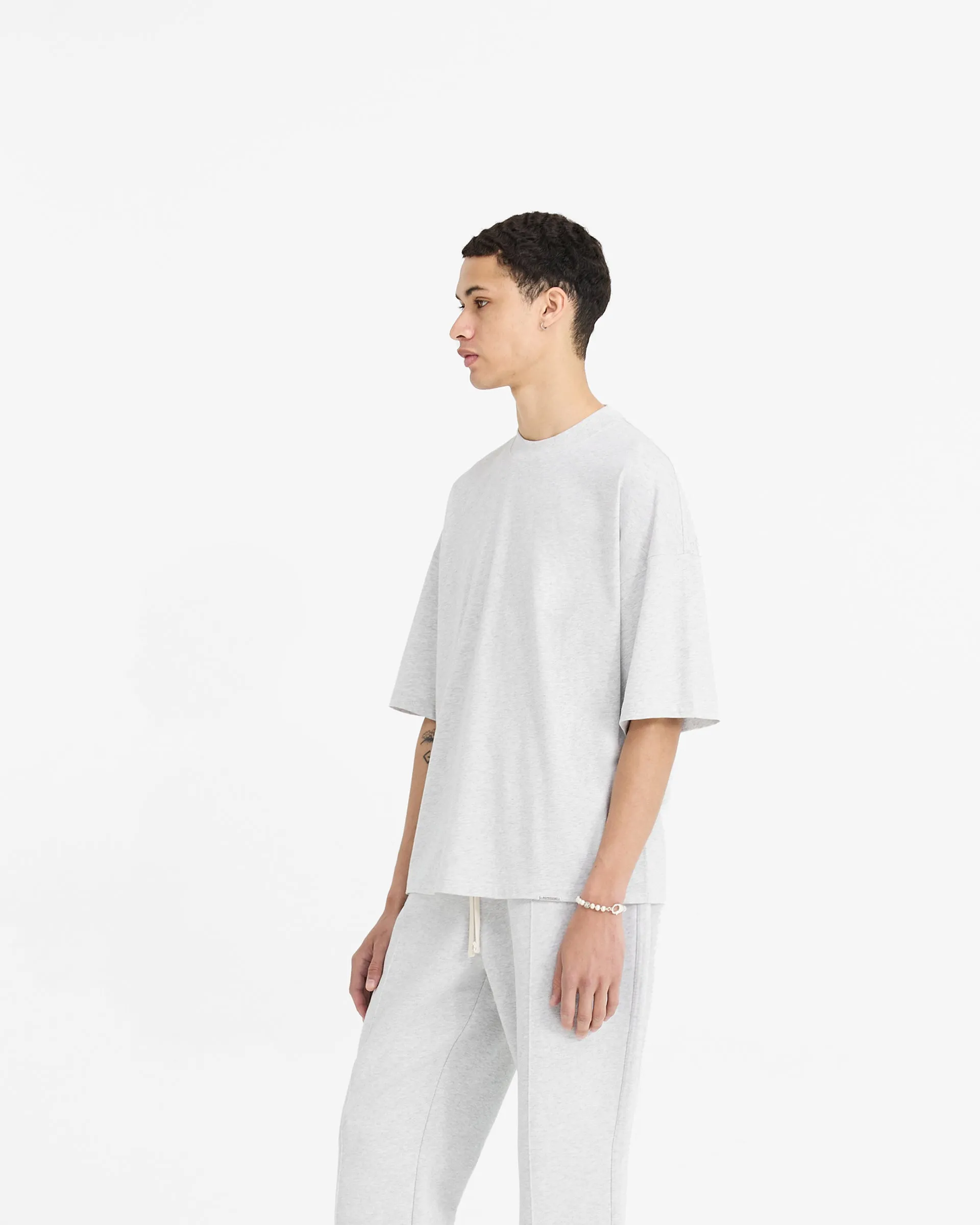 Initial Boxy T-Shirt - Ice Grey Marl Anti Shrinkage Treatment Versatile Layering Piece