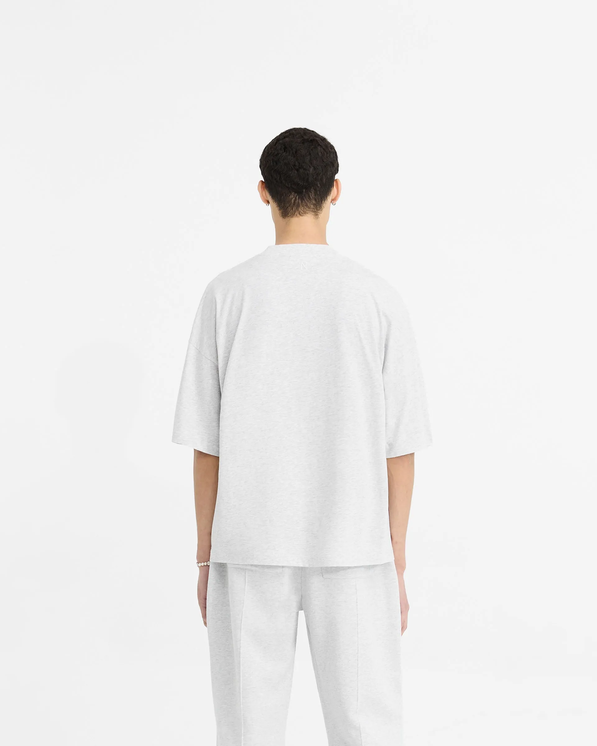 Initial Boxy T-Shirt - Ice Grey Marl Comfy Layer Wear