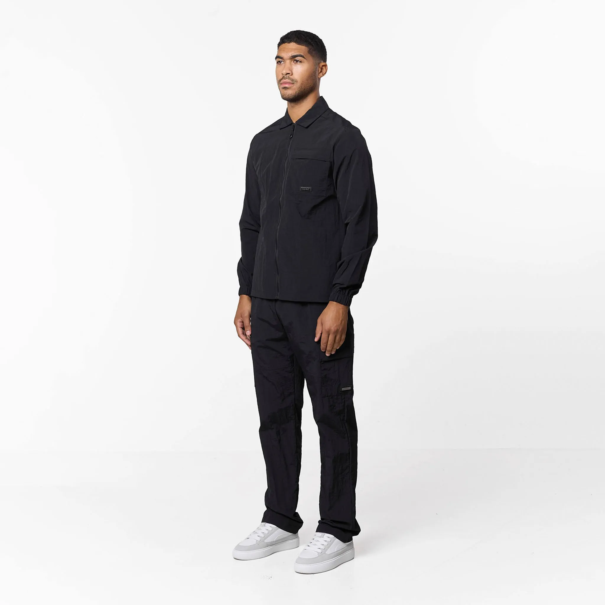 Non Iron Technology Work Friendly Crinkle Nylon Tech Utility Pant | Black