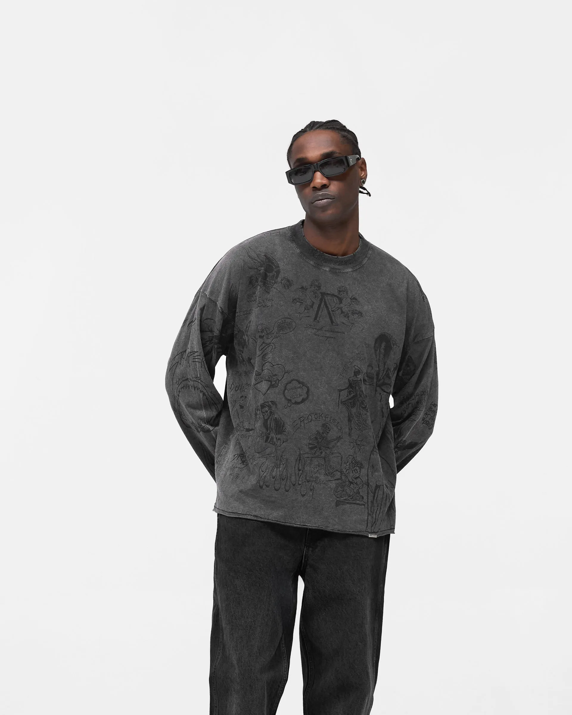 Legacy Long Sleeve T-Shirt - Vintage Grey Elastic Fit ReinforcedHems