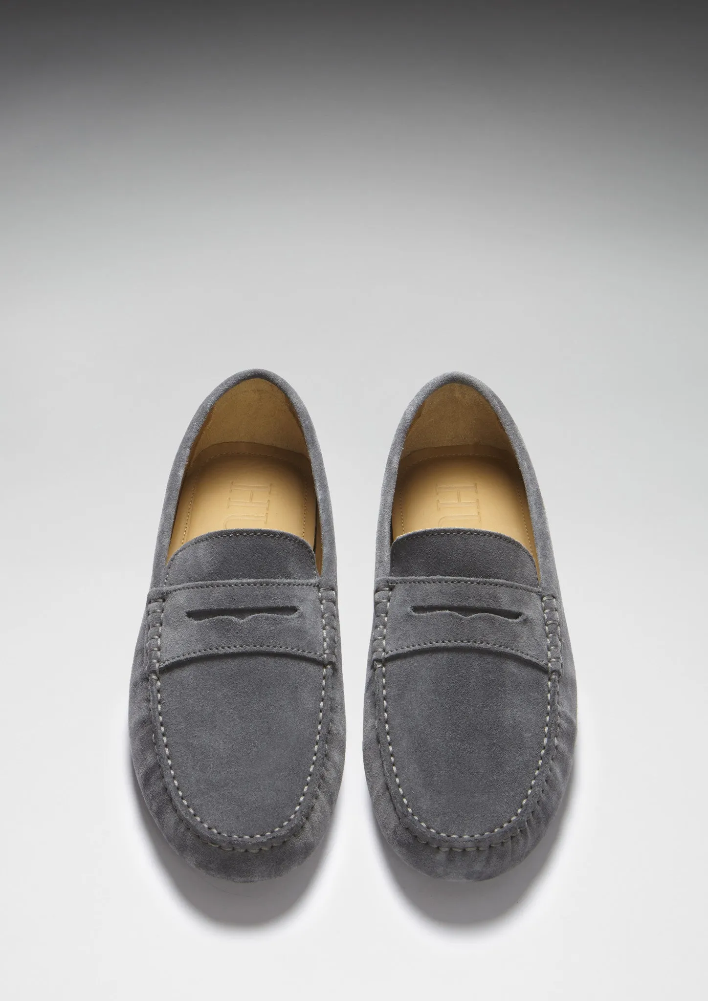 Penny Driving Loafers, slate grey suede Market Stop True Power