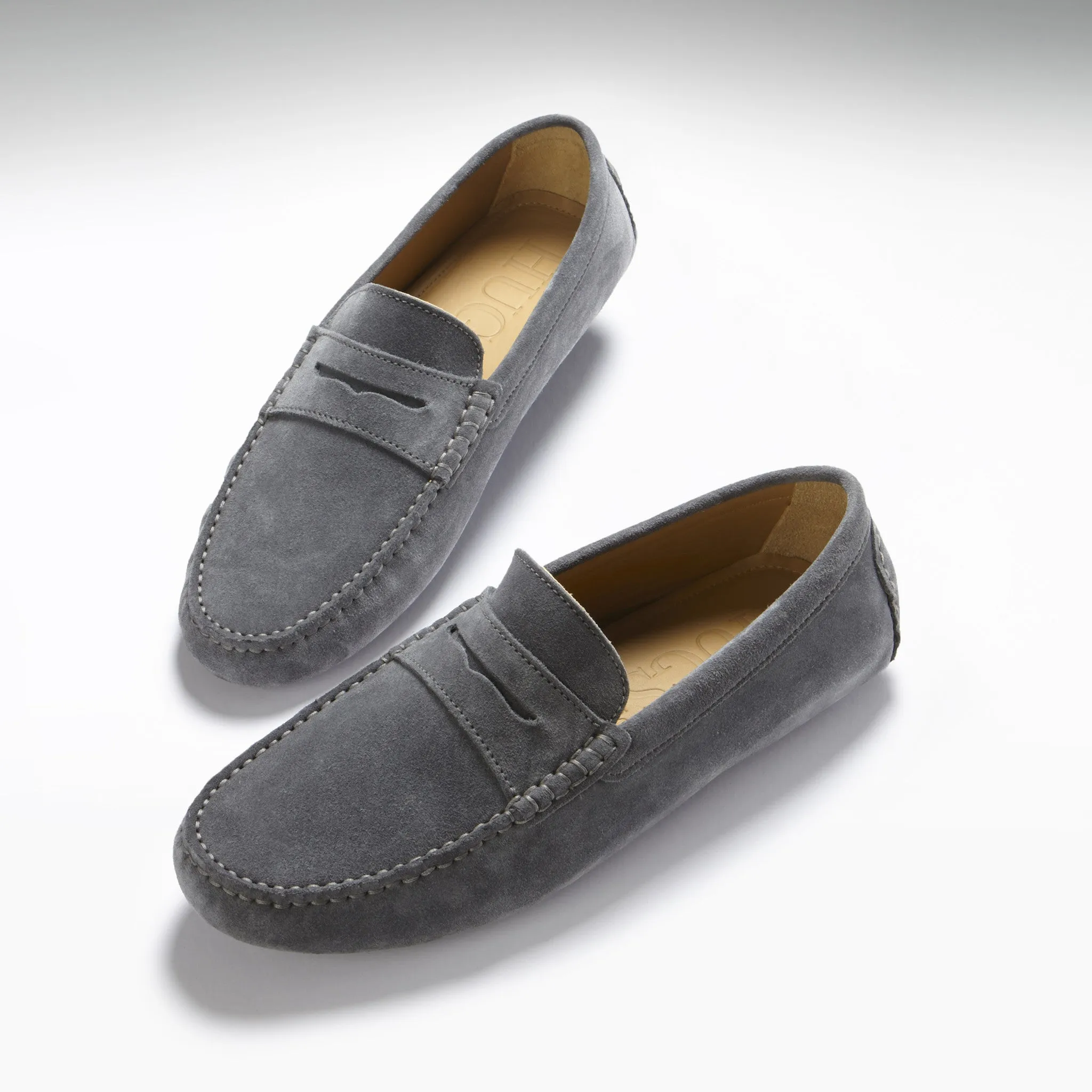 Casual Support Lightweight Footwear Penny Driving Loafers, slate grey suede
