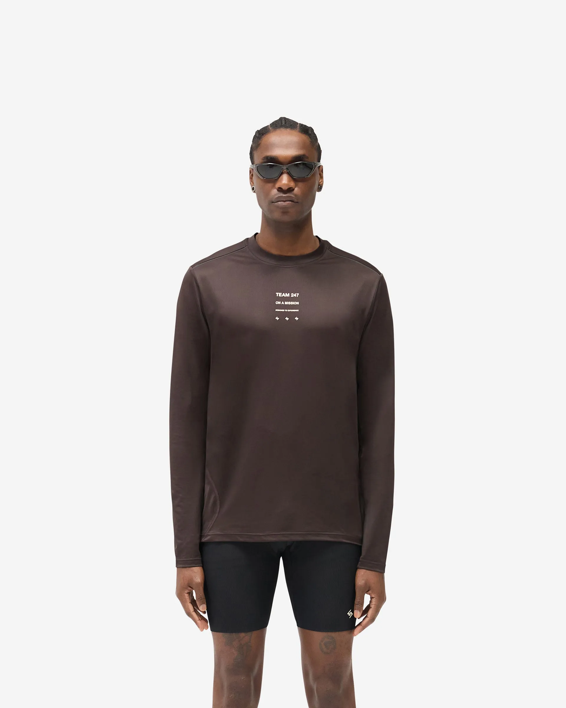 Comfy Wear Stylish Design 247 Trail Long Sleeve T-Shirt - Chocolate