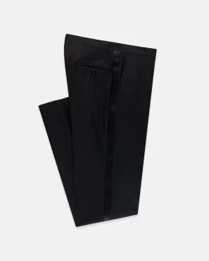Made-in-USA Formal Worsted Wool Trousers With Grosgrain Braid Urban Fit Tough Materials