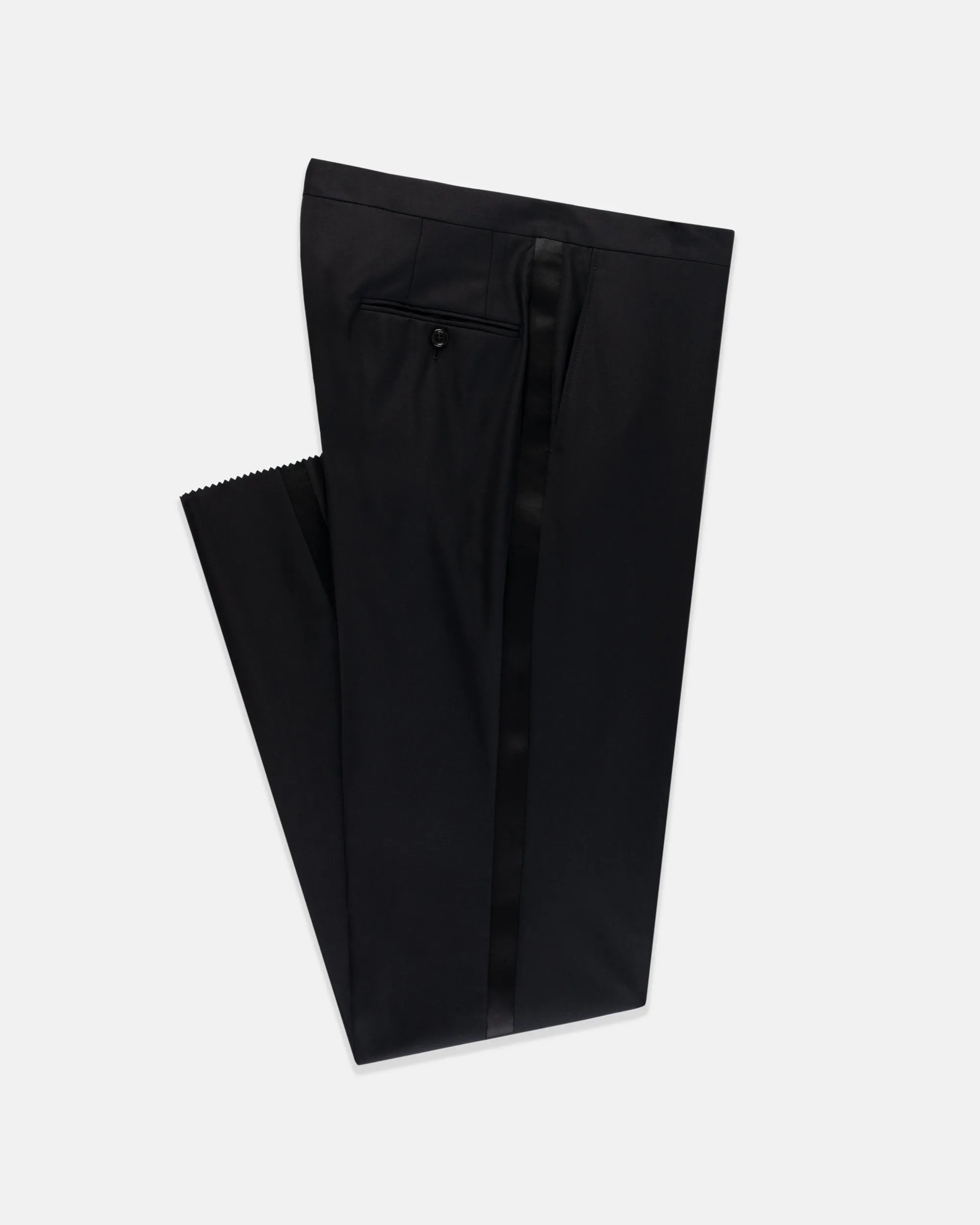 Made-in-USA Formal Worsted Wool Trousers With Grosgrain Braid Urban Fit Tough Materials