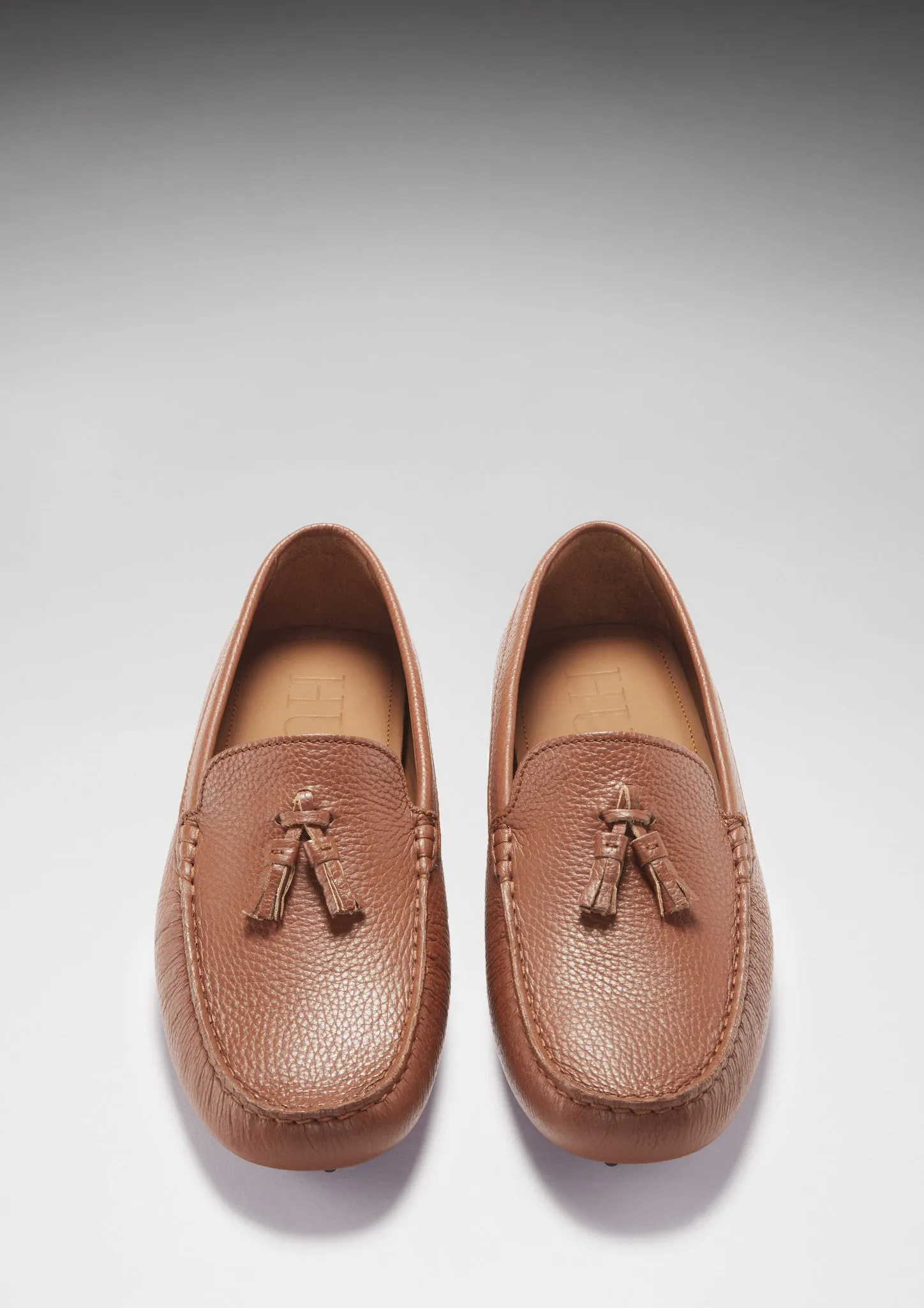 Tasselled Driving Loafers, tan grain leather Grass Path Indoor