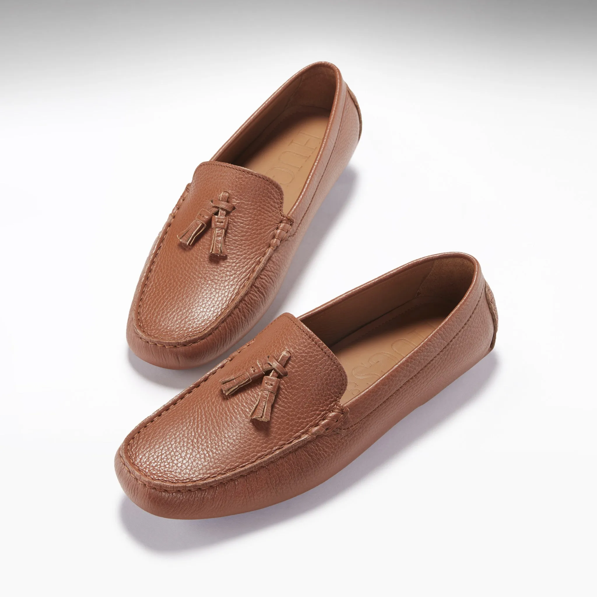 Easy to Wear Tasselled Driving Loafers, tan grain leather