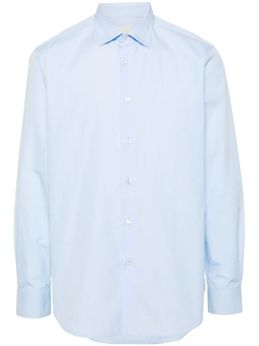 Light Blue Slim Fit Shirt With Artist Stripe Print Simple Layer Comfort First Fit