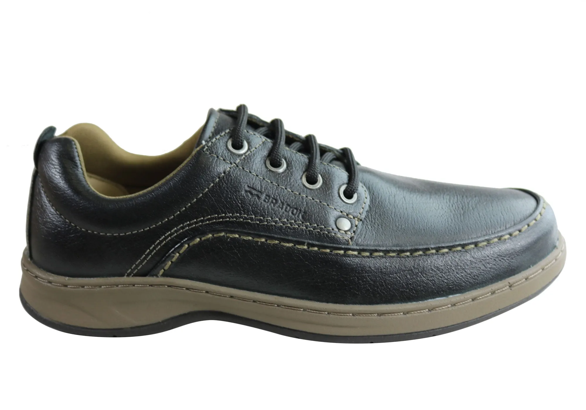 Bradok Mens Classic Lace Comfortable Leather Shoes Made In Brazil Moisture Wicking Lining Good Arch Support