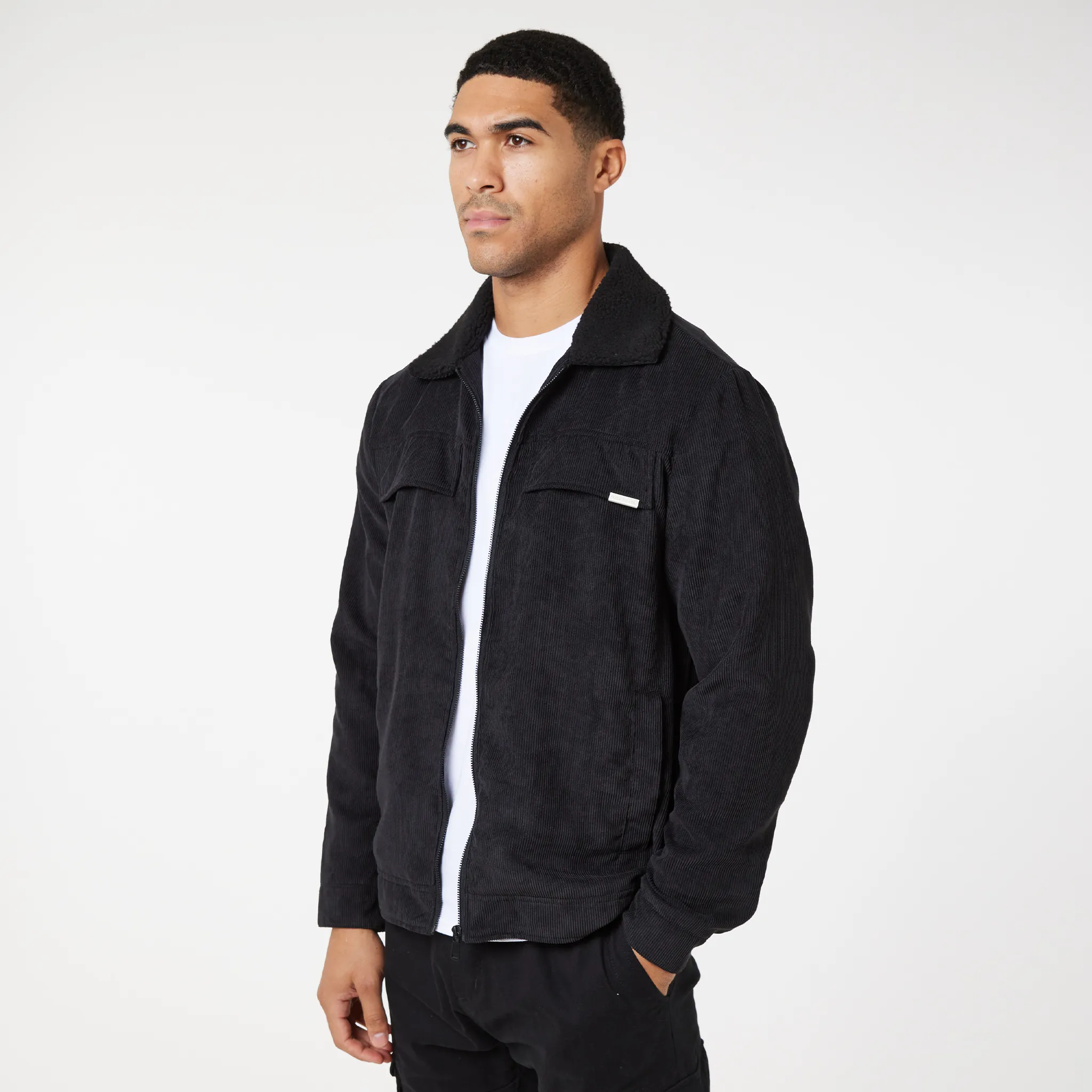 Corduroy Trucker Jacket | Black GlowInTheDarkAccents Breathable City Style