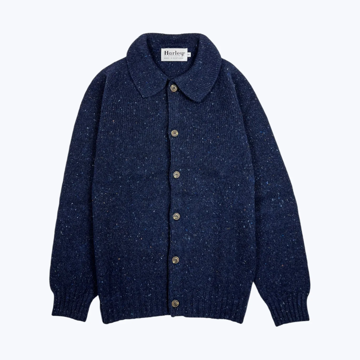 Harley Of Scotland Eton Collar Cardigan Jura Reinforced Stress Points EasyCareMaterial