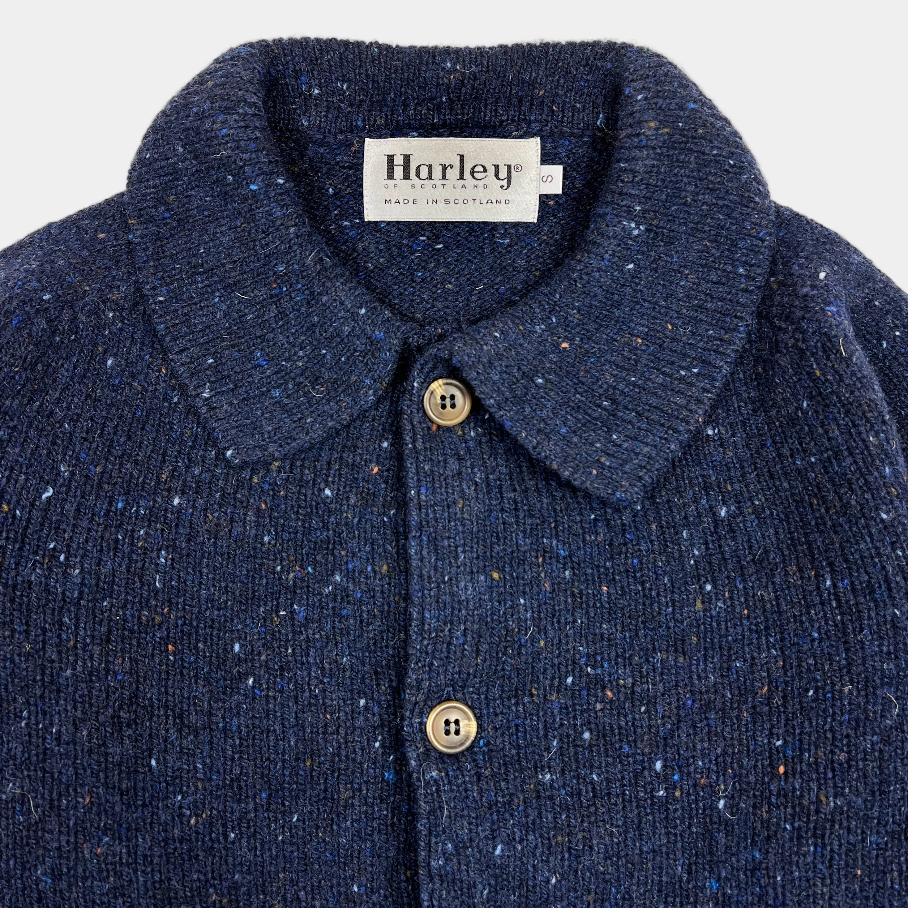 Relaxed Fashion Flatlock stitching Harley Of Scotland Eton Collar Cardigan Jura