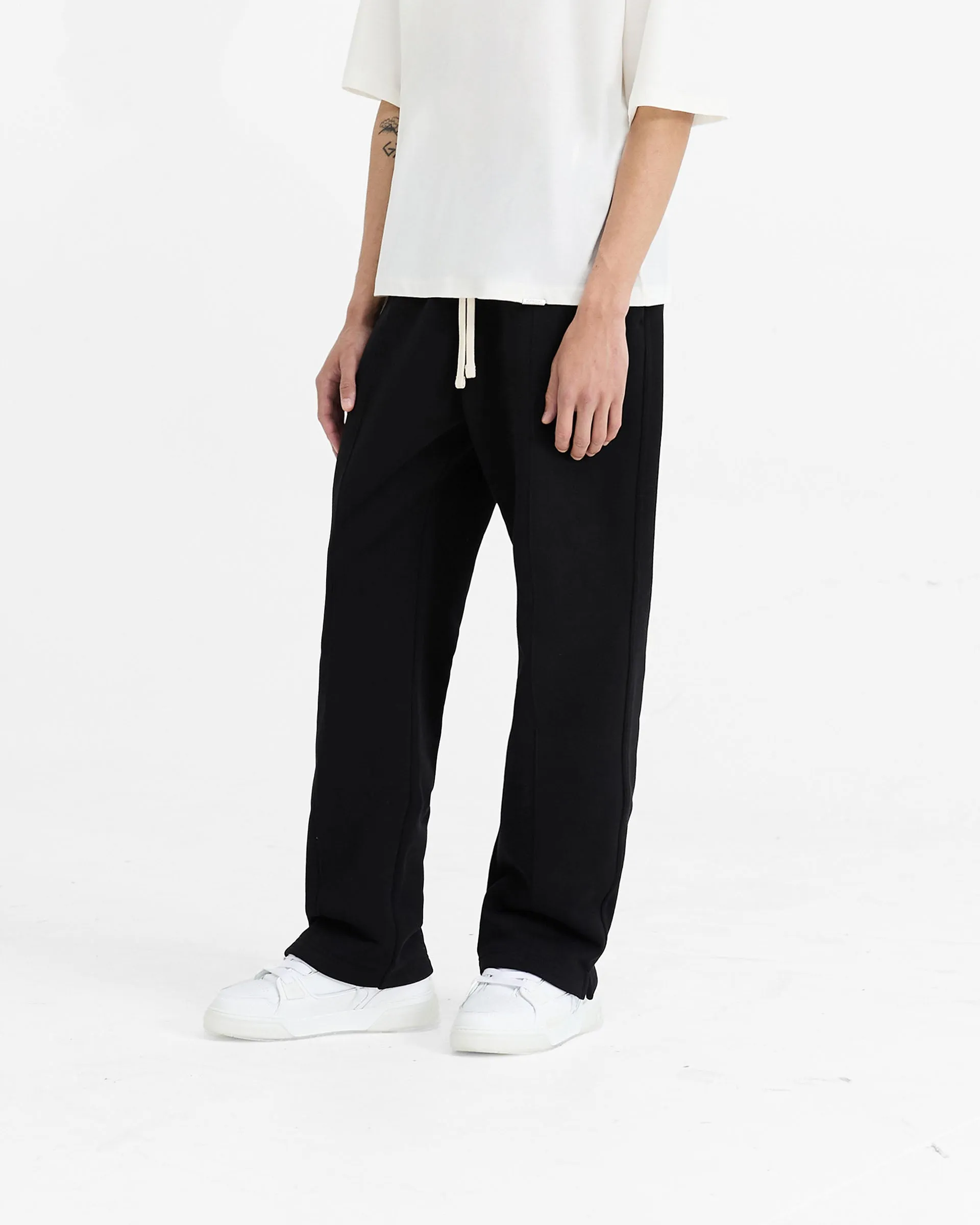 Linen blend Initial Sweatpant - Black