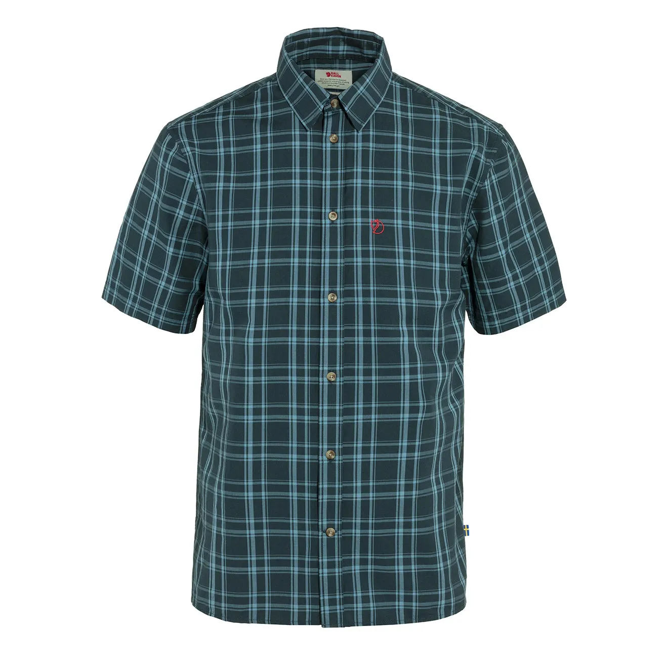 Fjallraven Ovik Lite Shirt SS Dark Navy / Dawn Blue Picnic Outfit Organic Cotton