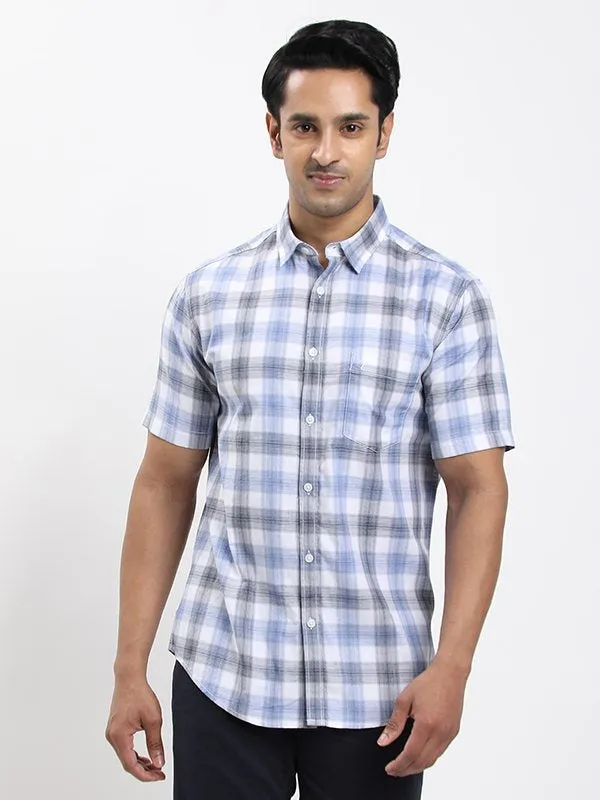 Men Checked Half Sleeve Cotton Shirt Holiday Style